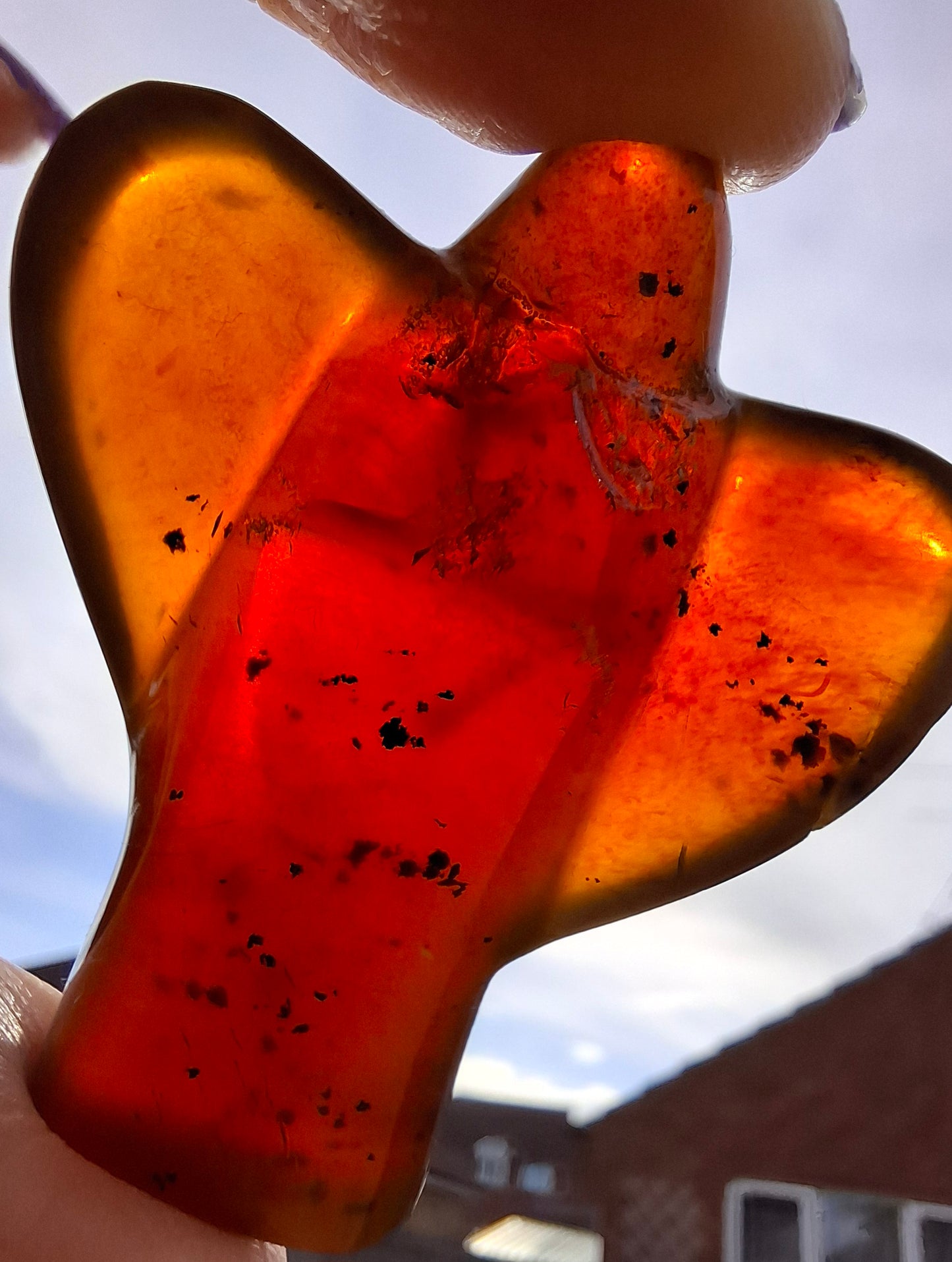 Red Amber Angel, 13.66g, Carving, Fossil (Ref: AA10)