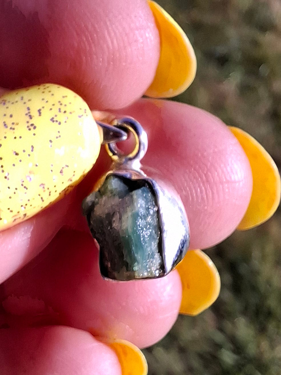 Green Tourmaline Pendant, 925 Silver, Crystal (Ref: GT3)
