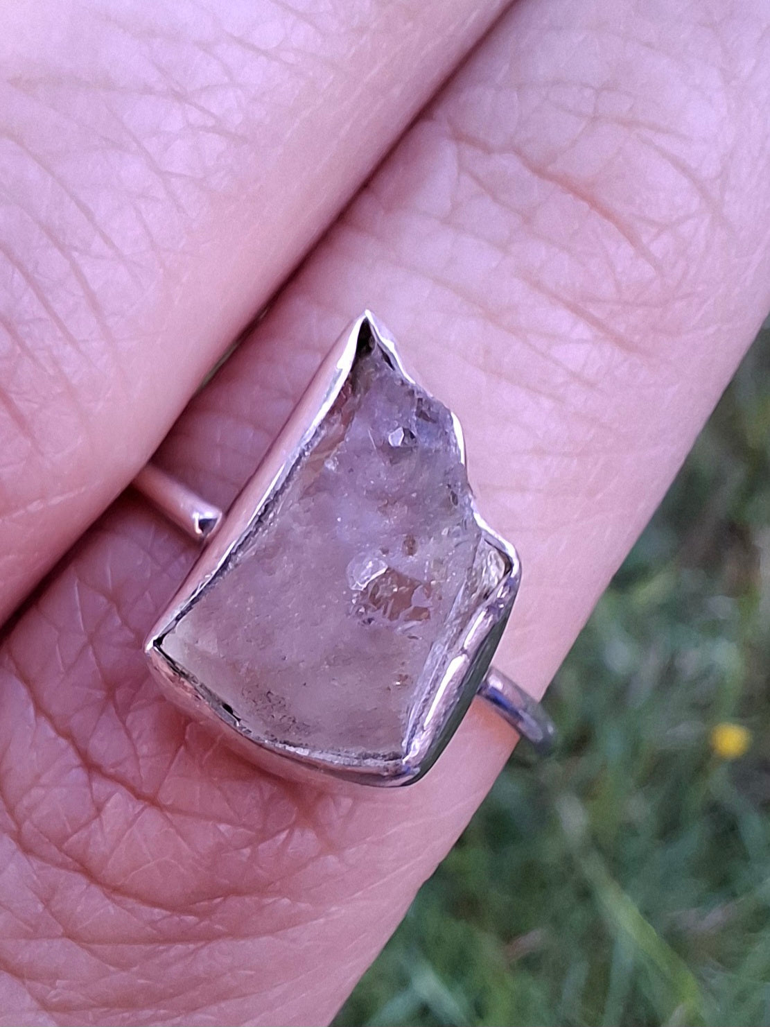 Libyan Desert Glass Ring, size large O, 925 Silver, Tektite (Ref: LR37)