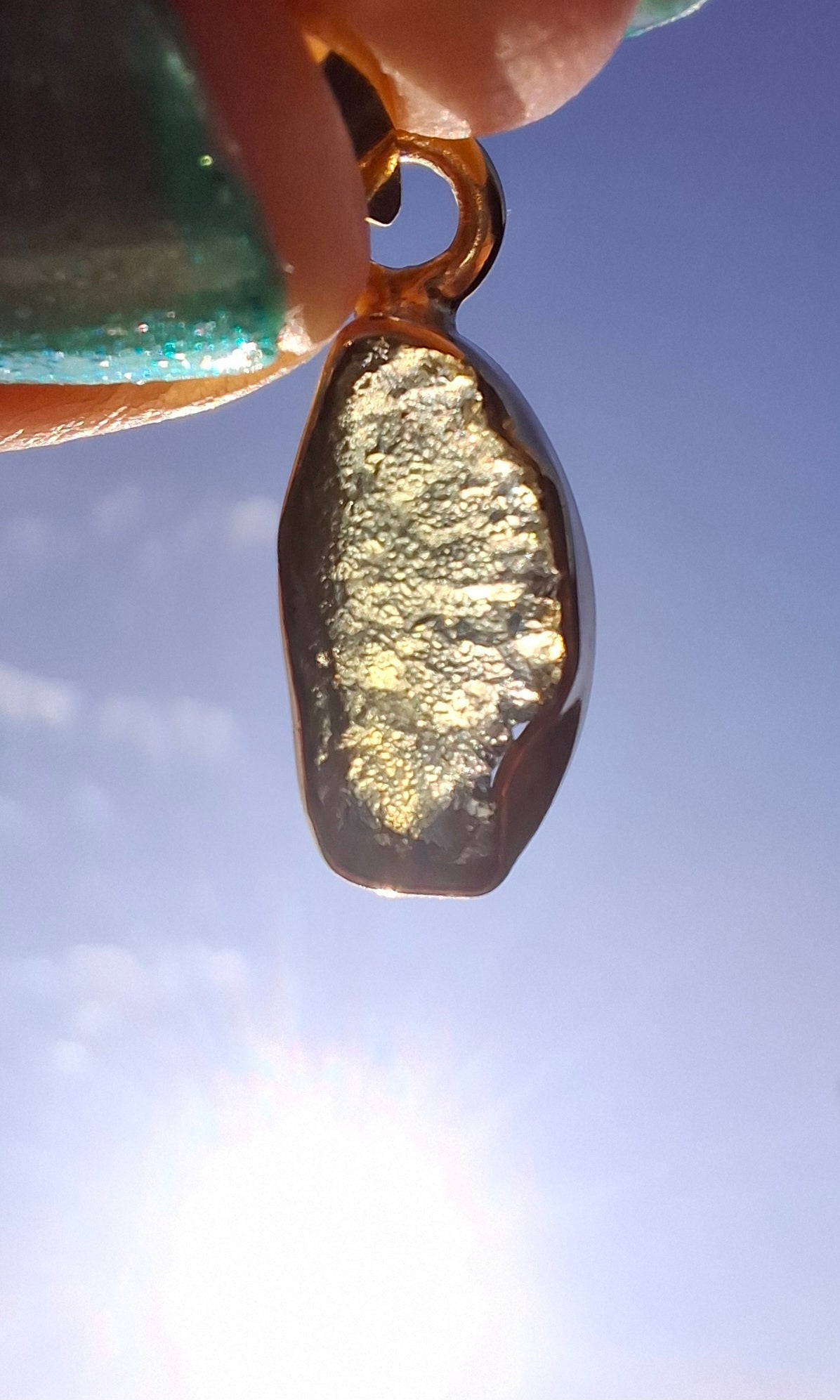 Moldavite Pendant, 14K GOLD Plated, Tektite (Ref: P450)