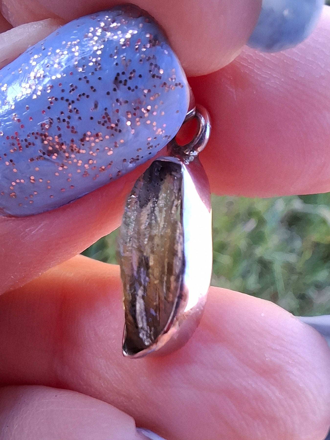 Moldavite Pendant, 925 Silver, Tektite (Ref: P82)