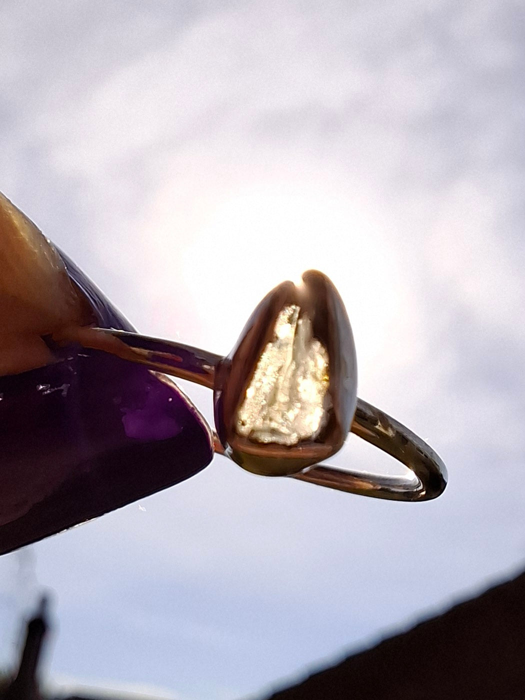 Moldavite Ring, size small L, 925 Silver, Tektite (Ref: R62)