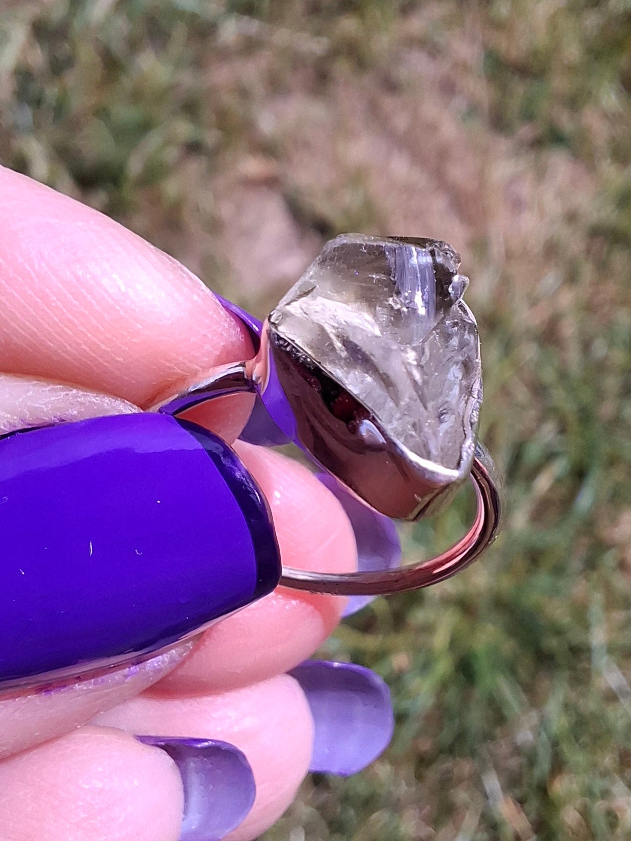 Libyan Desert Glass Ring, size large J/small K, 925 Silver, Tektite (Ref: LR10)