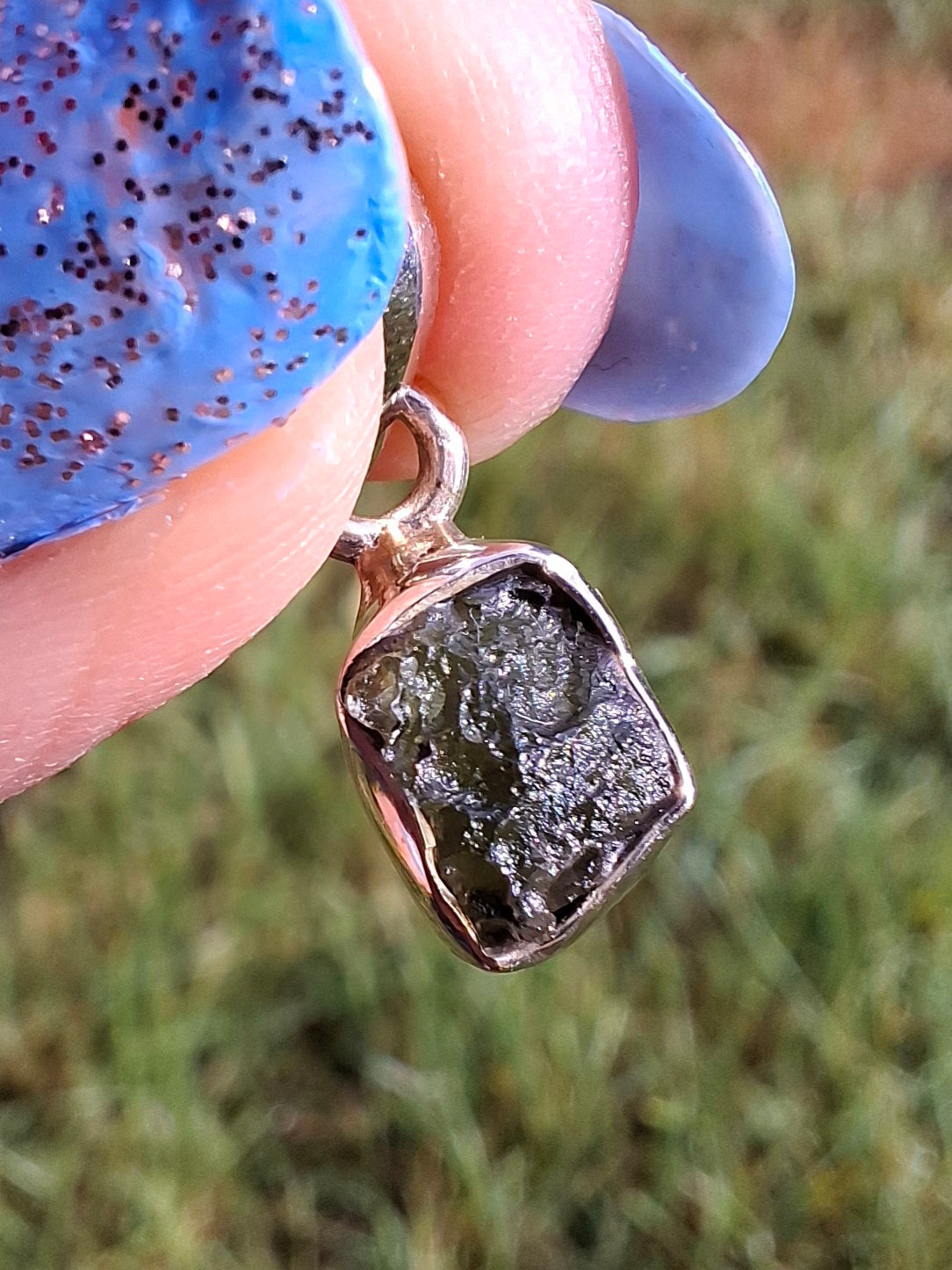 Moldavite Pendant, 925 Silver, Tektite (Ref: P61)