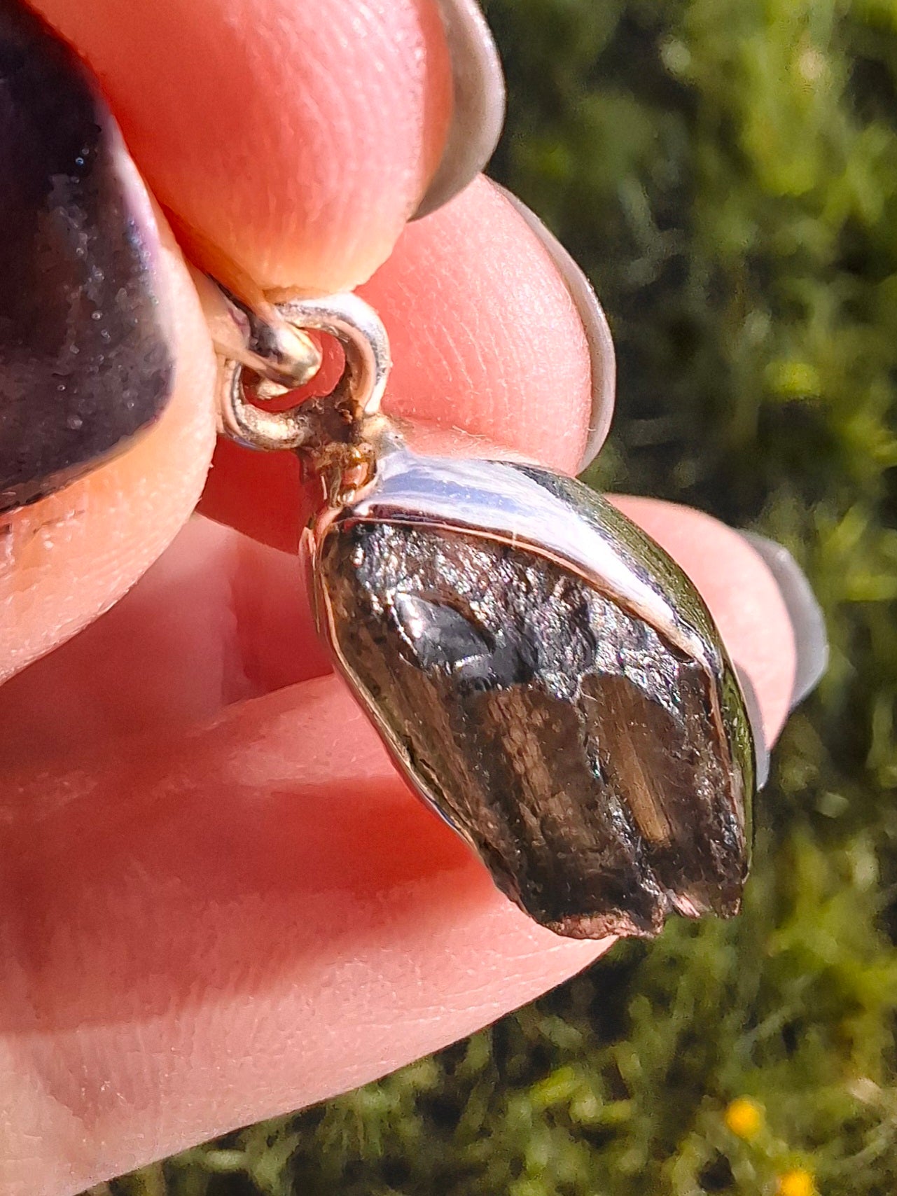 Moldavite Pendant, 925 Silver, Tektite (Ref: P13)