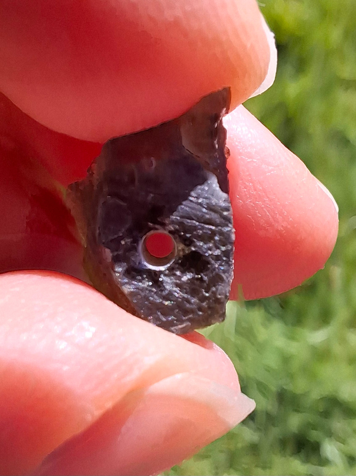 DRILLED Moldavite Piece, 0.92g, Tektite (Ref: D8)