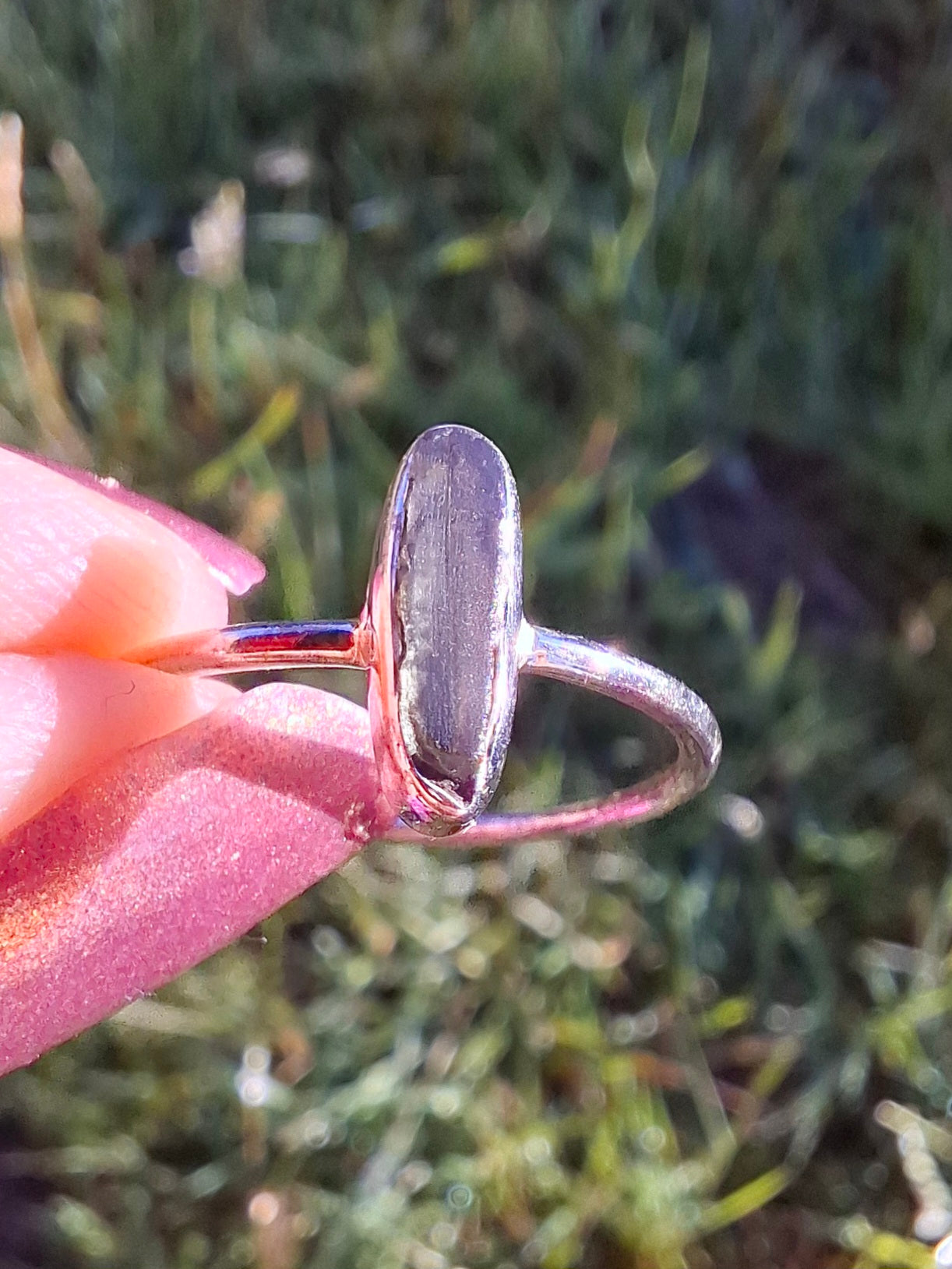 Moldavite Ring, size large Q, 925 Silver, Tektite (Ref: R47)