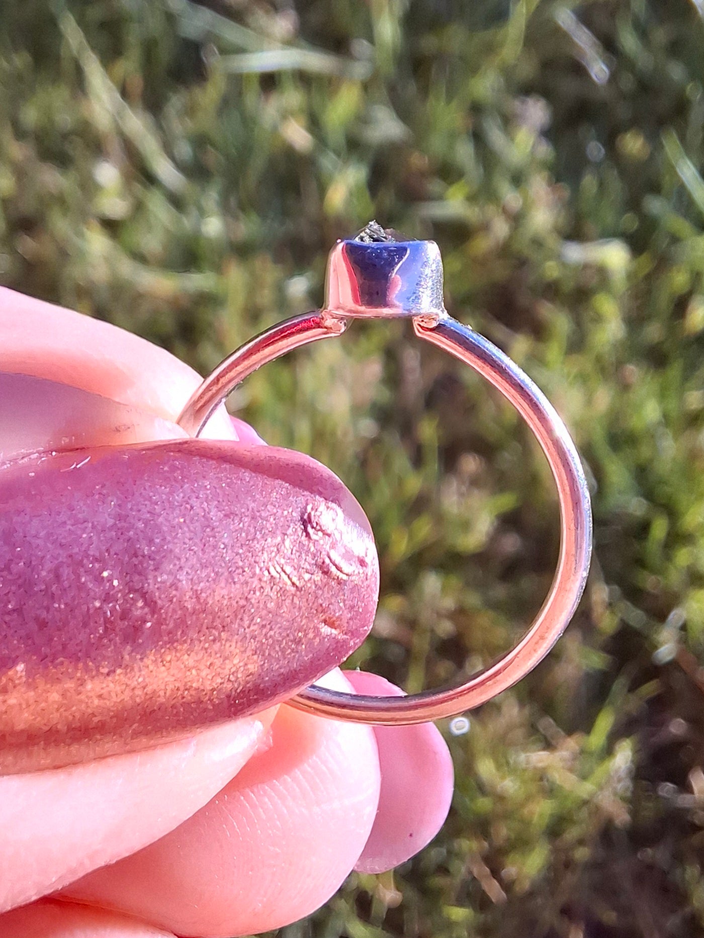 Moldavite Ring, size small L, 925 Silver, Tektite (Ref: R62)