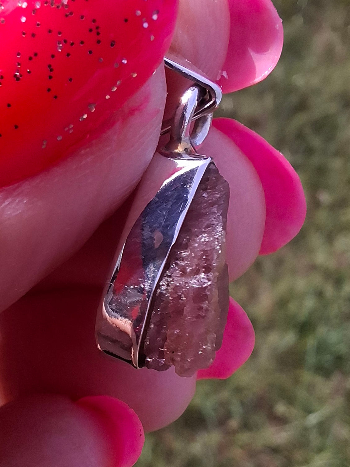 Pink Tourmaline Pendant, 925 Silver, Crystal (Ref: PT95)