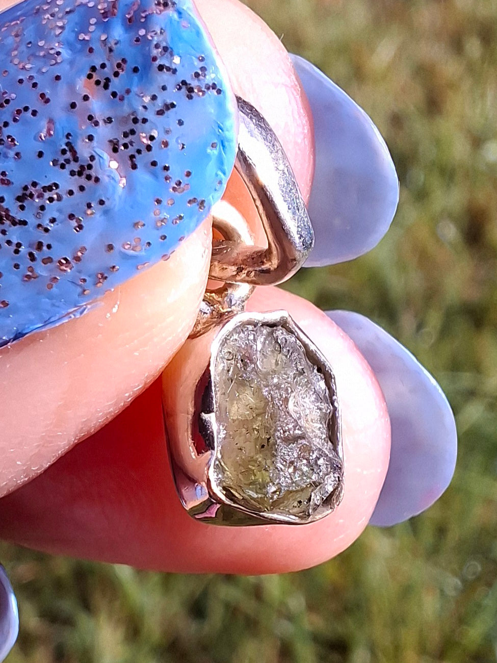 Moldavite Pendant, 925 Silver, Tektite (Ref: P49)