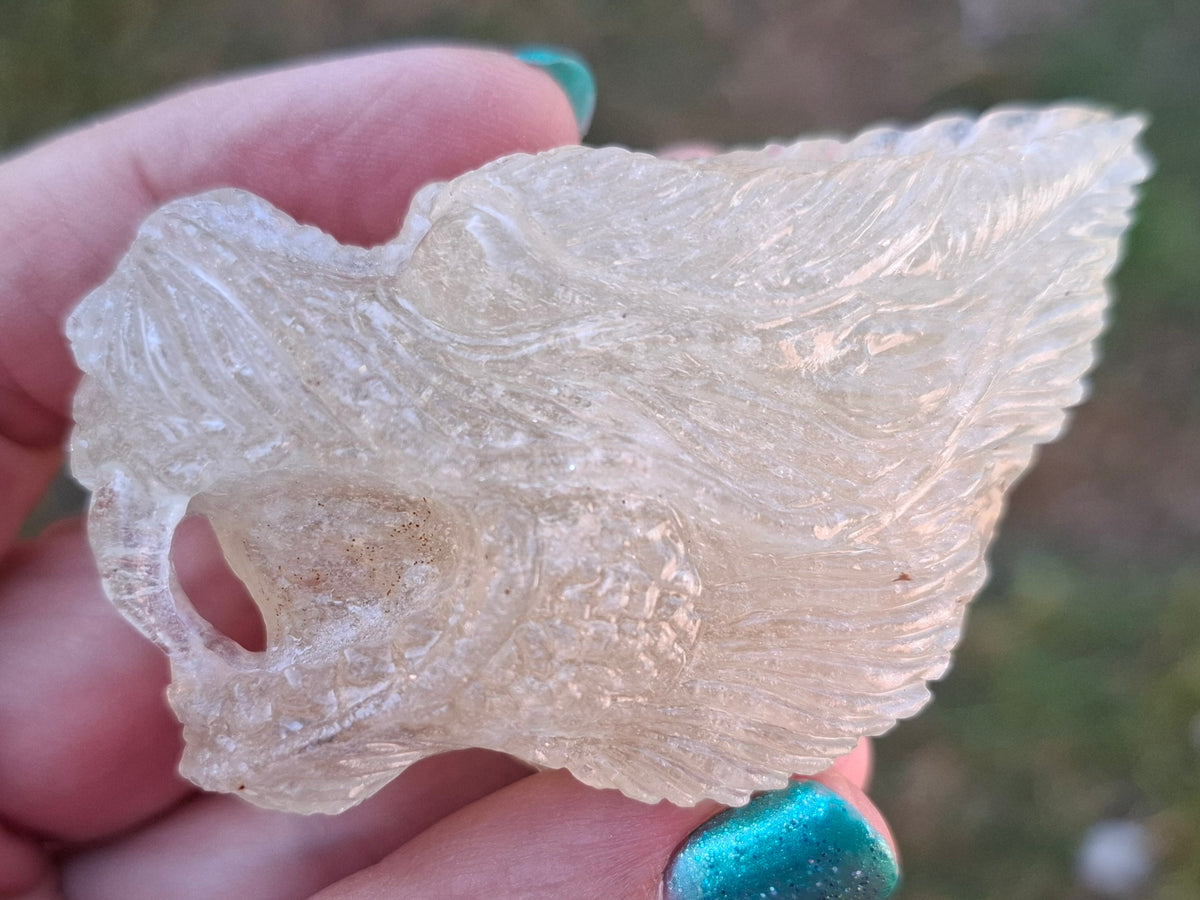 Libyan Desert Glass DRAGON HEAD Carving, 75.84g, Tektite (Ref: Dragon1)