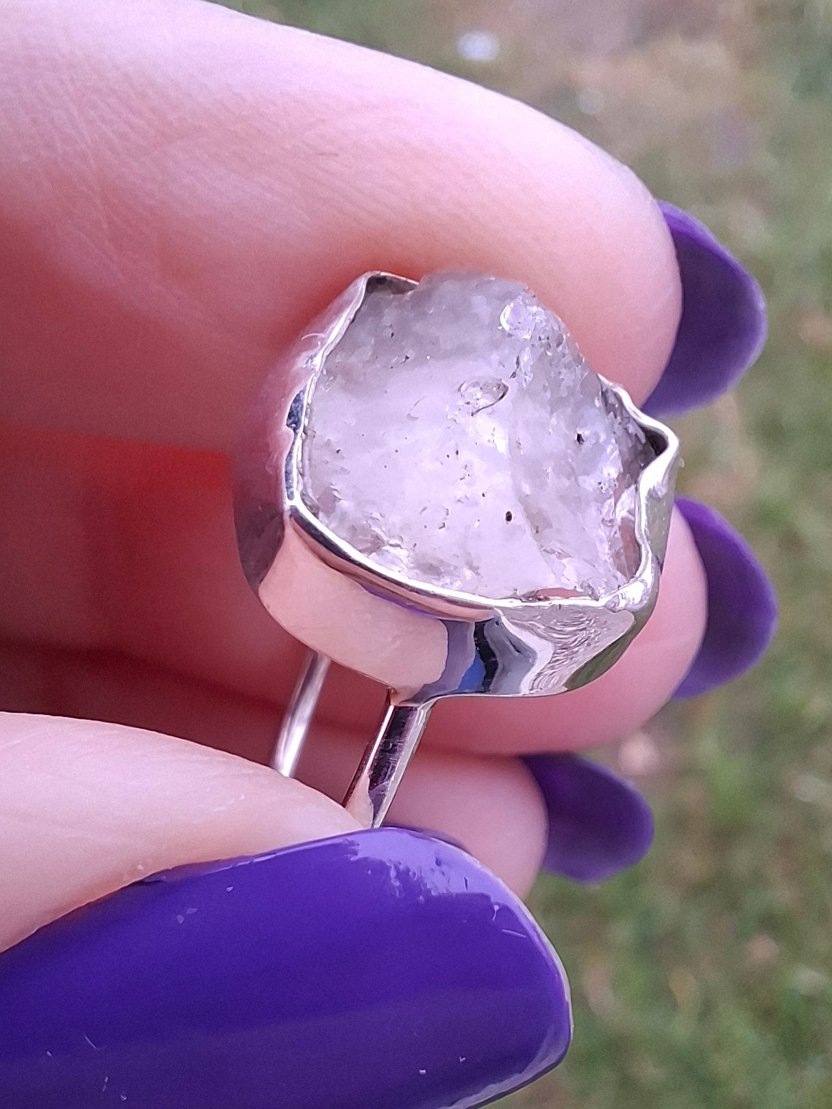 Libyan Desert Glass Ring, size P, 925 Silver, Tektite (Ref: LR27)