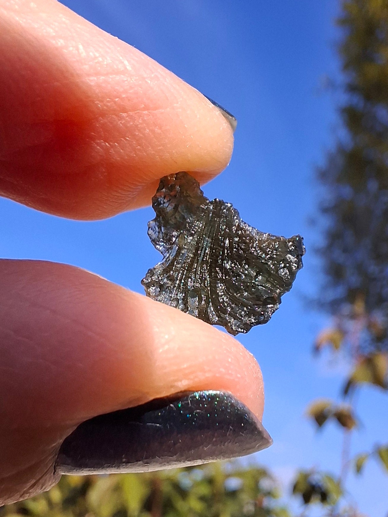 Moldavite Piece, 0.72g, Tektite (Ref: 1379)