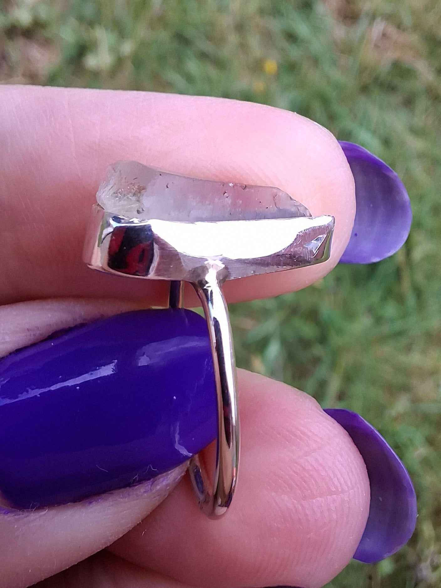 Libyan Desert Glass Ring, size large G, 925 Silver, Tektite (Ref: LR1)