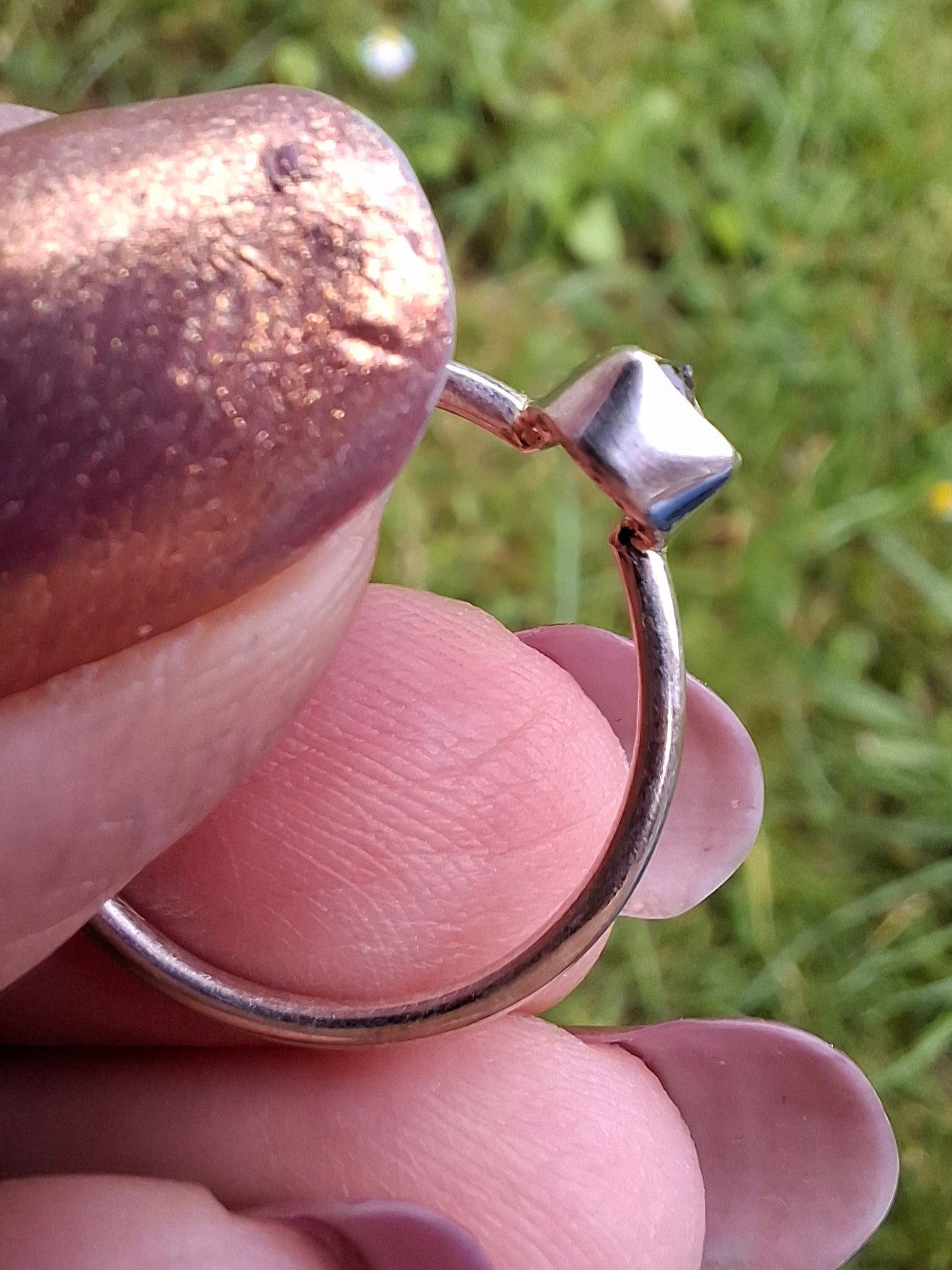 Moldavite Ring, size small L, 925 Silver, Tektite (Ref: R62)