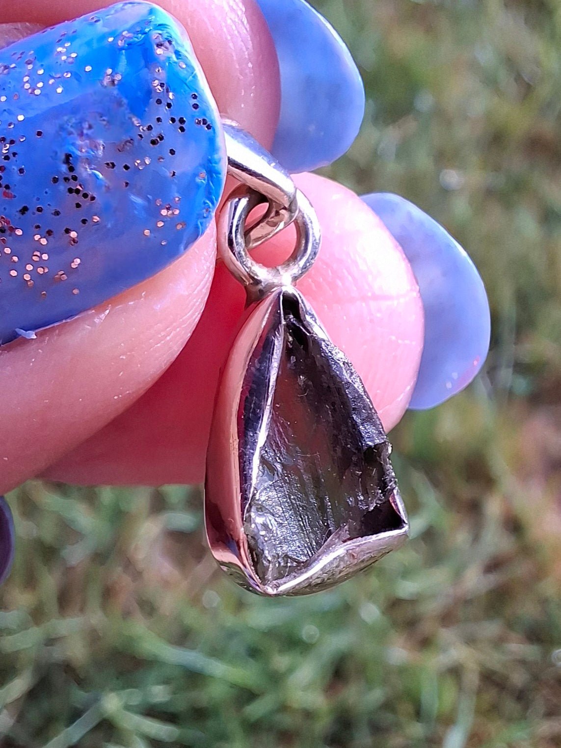 Moldavite Pendant, 925 Silver, Tektite (Ref: P30)