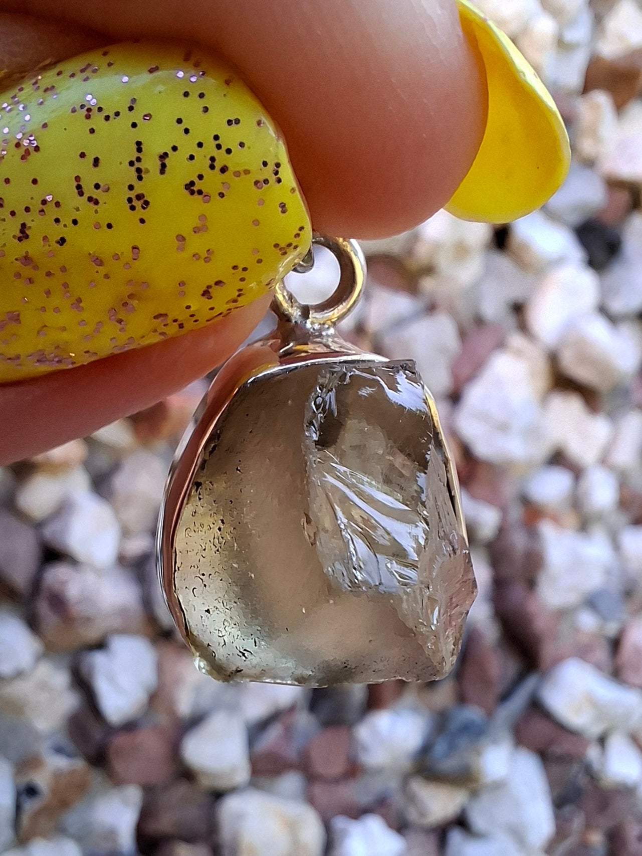 Libyan Desert Glass Pendant, 925 Silver, Tektite (Ref: LP76)