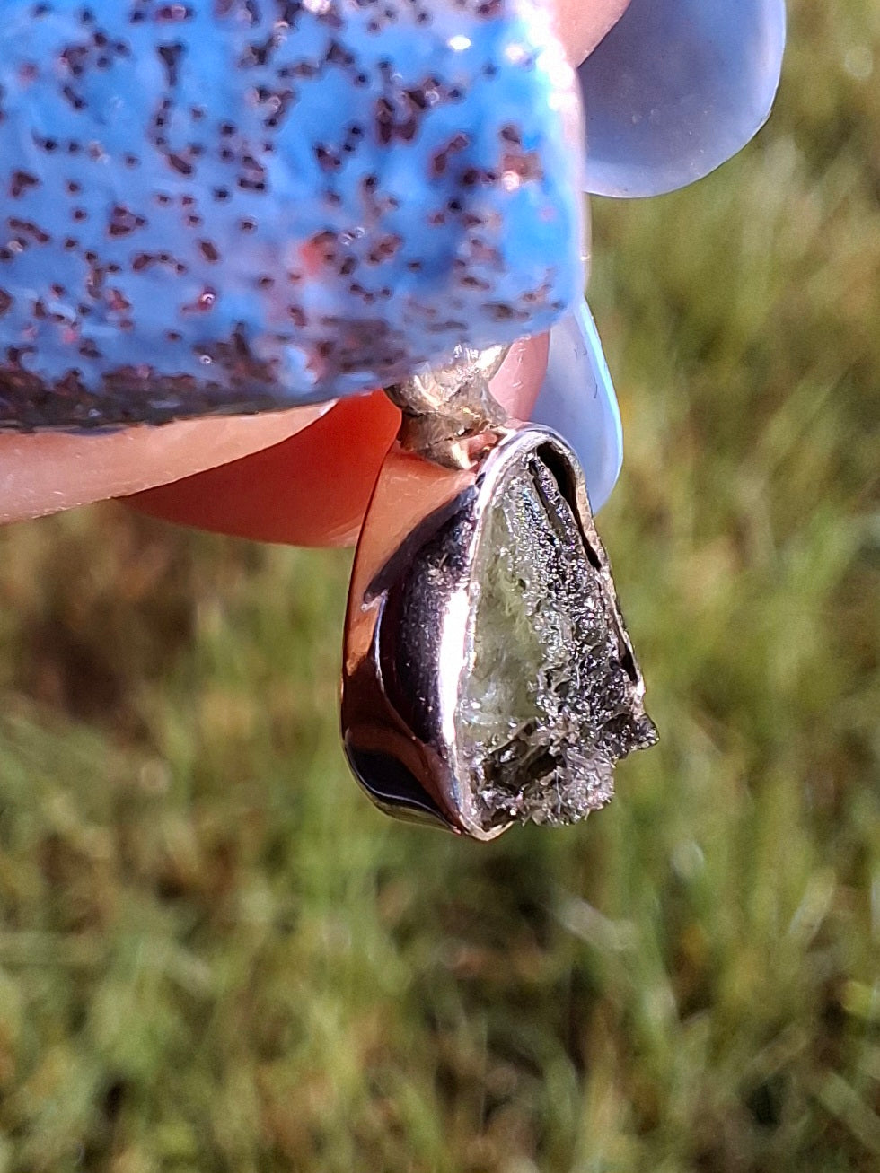 Moldavite Pendant, 925 Silver, Tektite (Ref: P55)