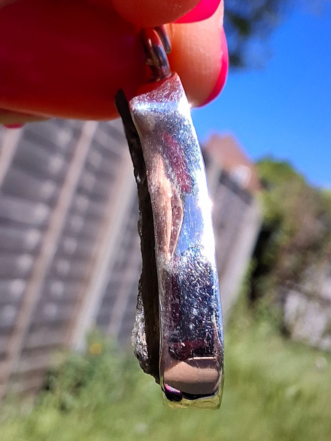 Moldavite Pendant, 925 Silver, Tektite (Ref: P445)
