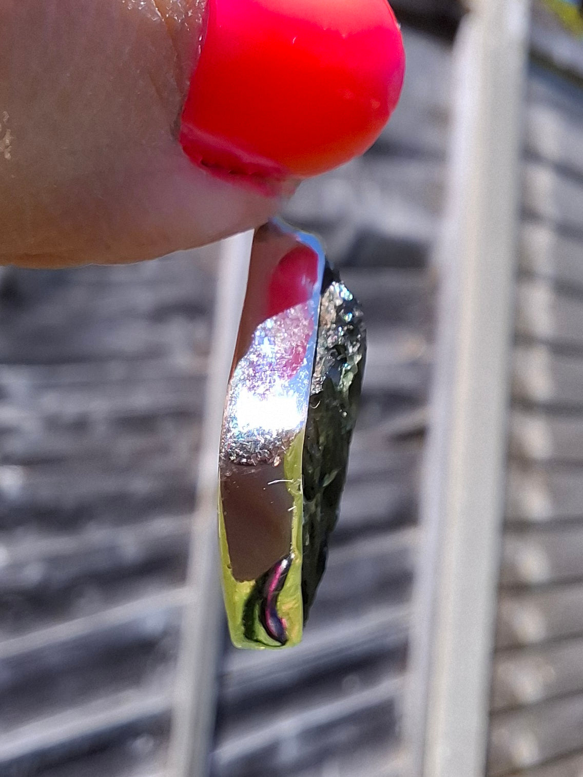 Moldavite Pendant, 925 Silver, Tektite (Ref: P429)