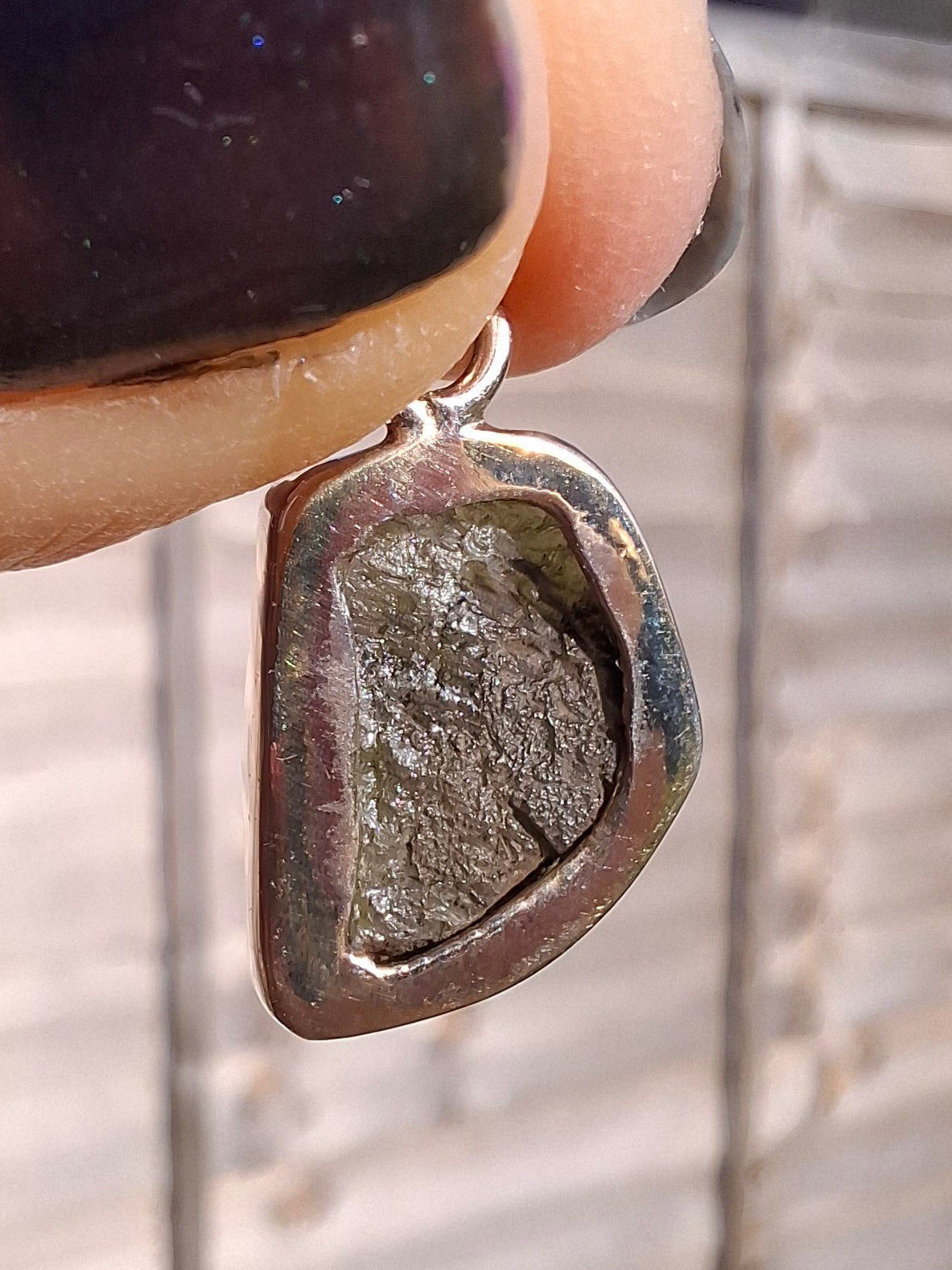 Moldavite Pendant, 925 Silver, Tektite (Ref: P2)