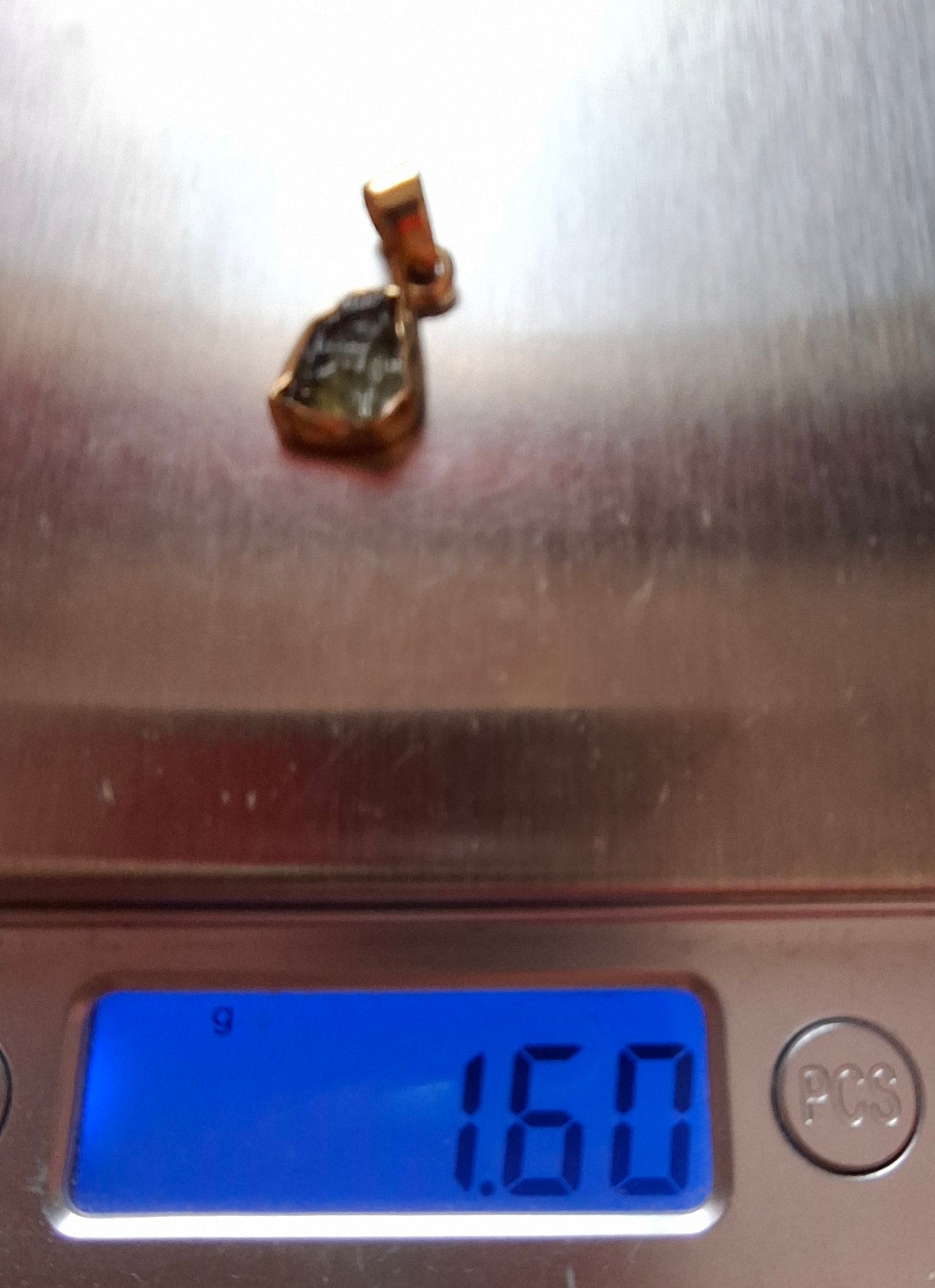 Moldavite Pendant, 14K GOLD Plated, Tektite (Ref: P446)