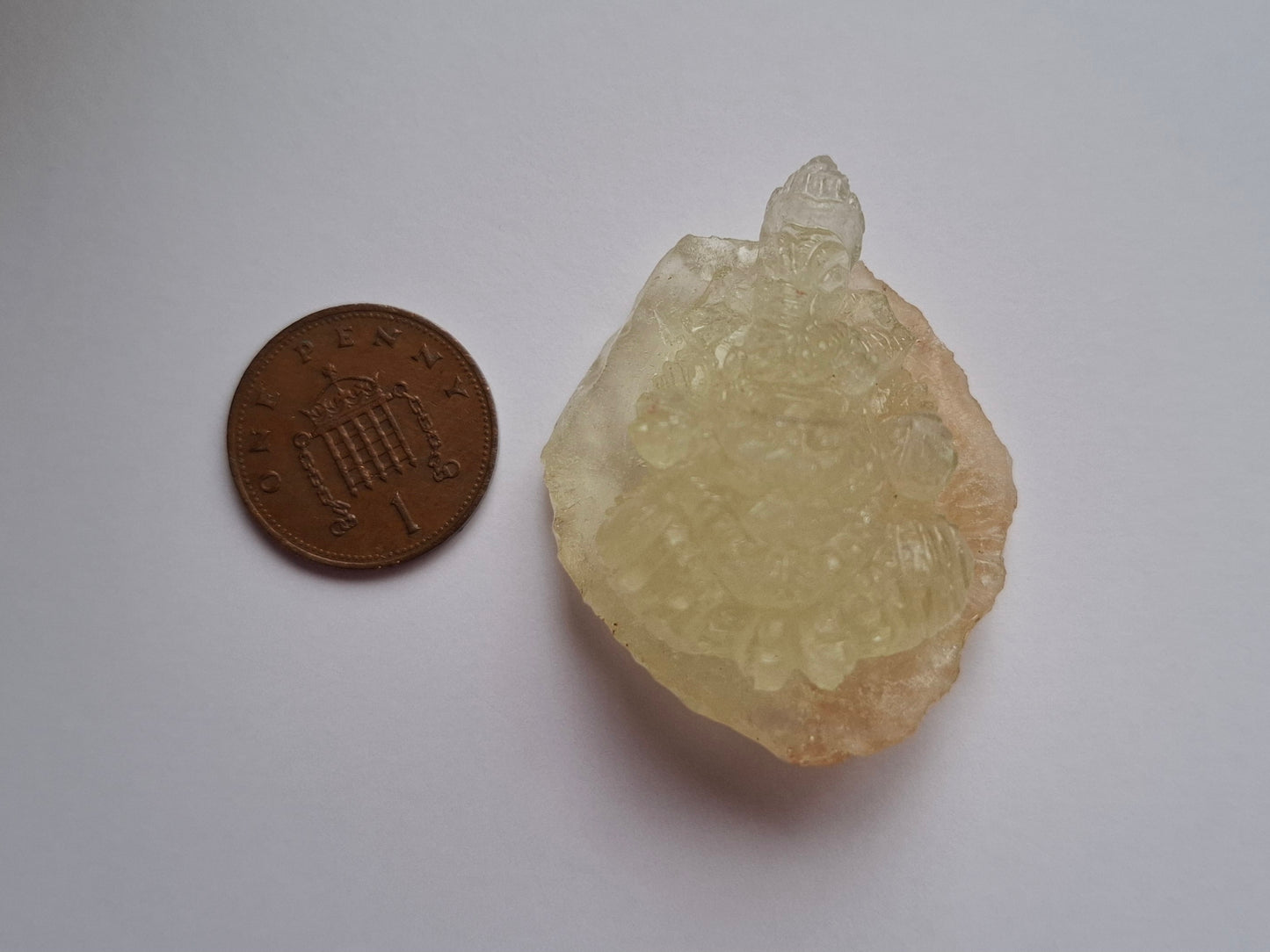 Libyan Desert Glass GANESHA carving, 20.76g, Tektite (Ref: Ganesha4)