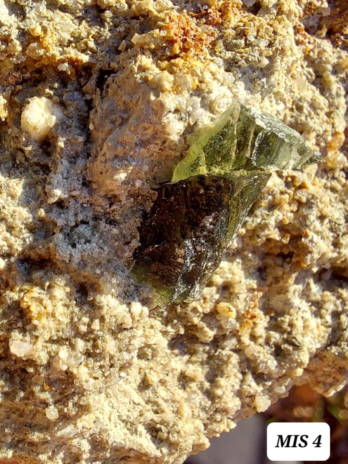 Moldavite In-Situ (in matrix), Besednice, Est- 2g, Tektite (Ref: MIS4)