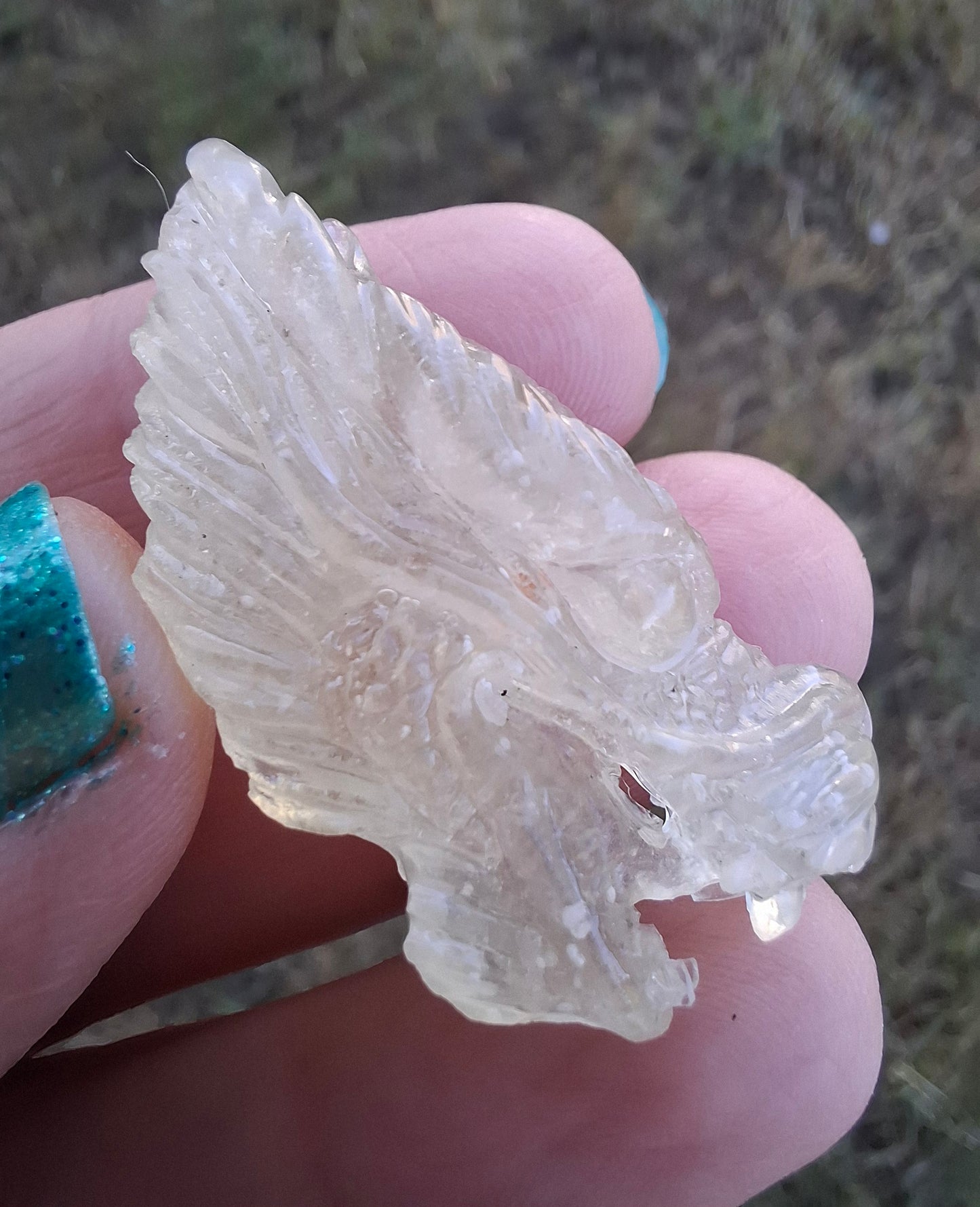 Libyan Desert Glass DRAGON HEAD carving, 9.66g, Tektite (Ref: Dragon 3)