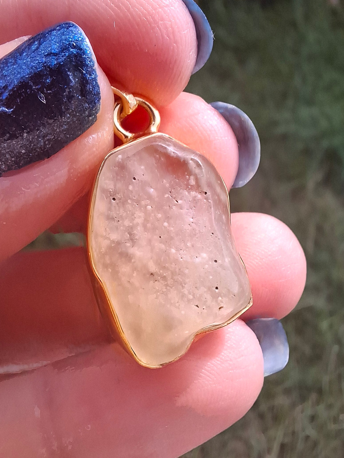 Libyan Desert Glass Pendant, 14K GOLD Plated, Tektite (Ref: LP123)