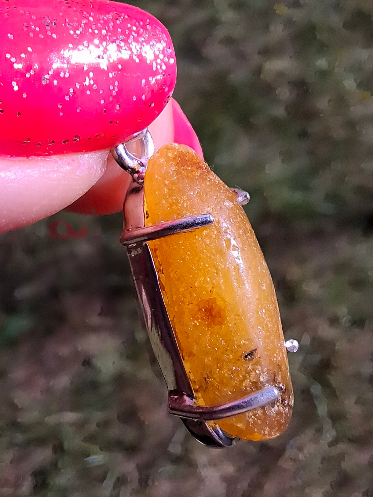 Baltic Amber Pendant, 925 Silver, Fossil (Ref: AP8)