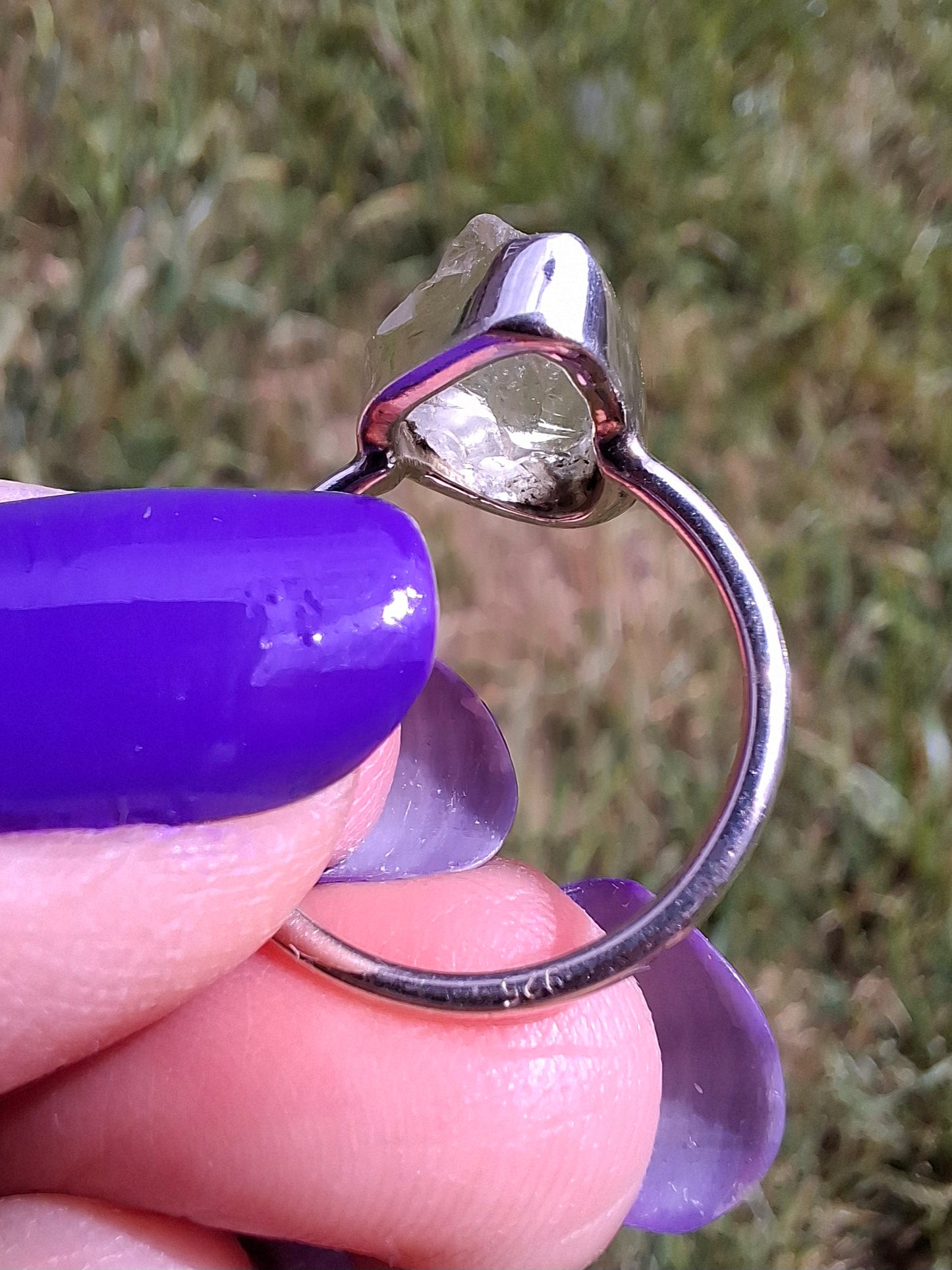 Libyan Desert Glass Ring, size large J/small K, 925 Silver, Tektite (Ref: LR10)