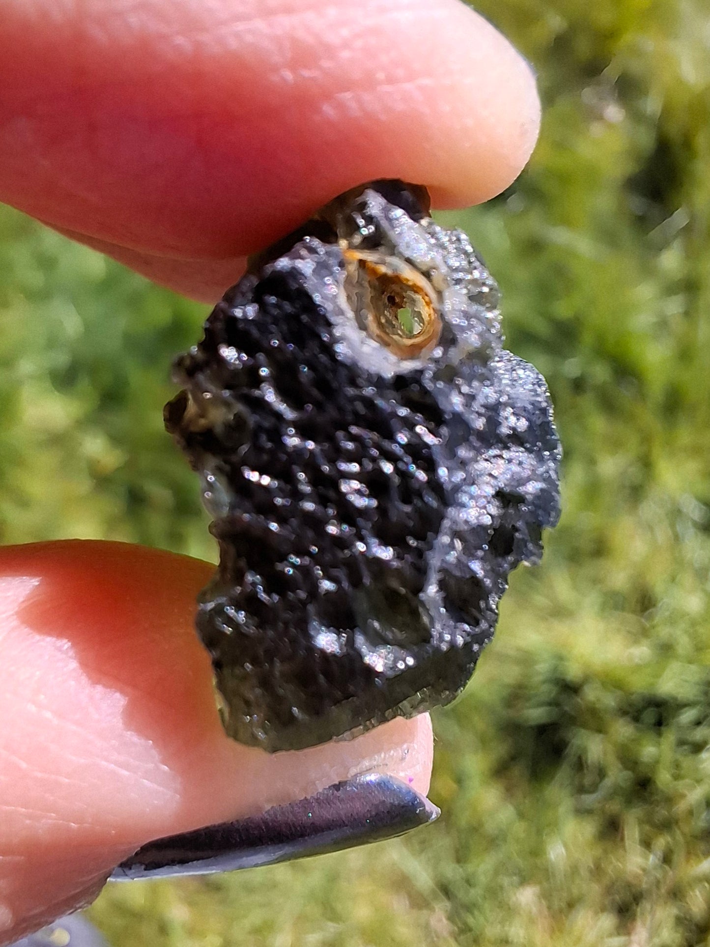 Moldavite Piece, NESMEN, 6.92g, Tektite (Ref: 1375)