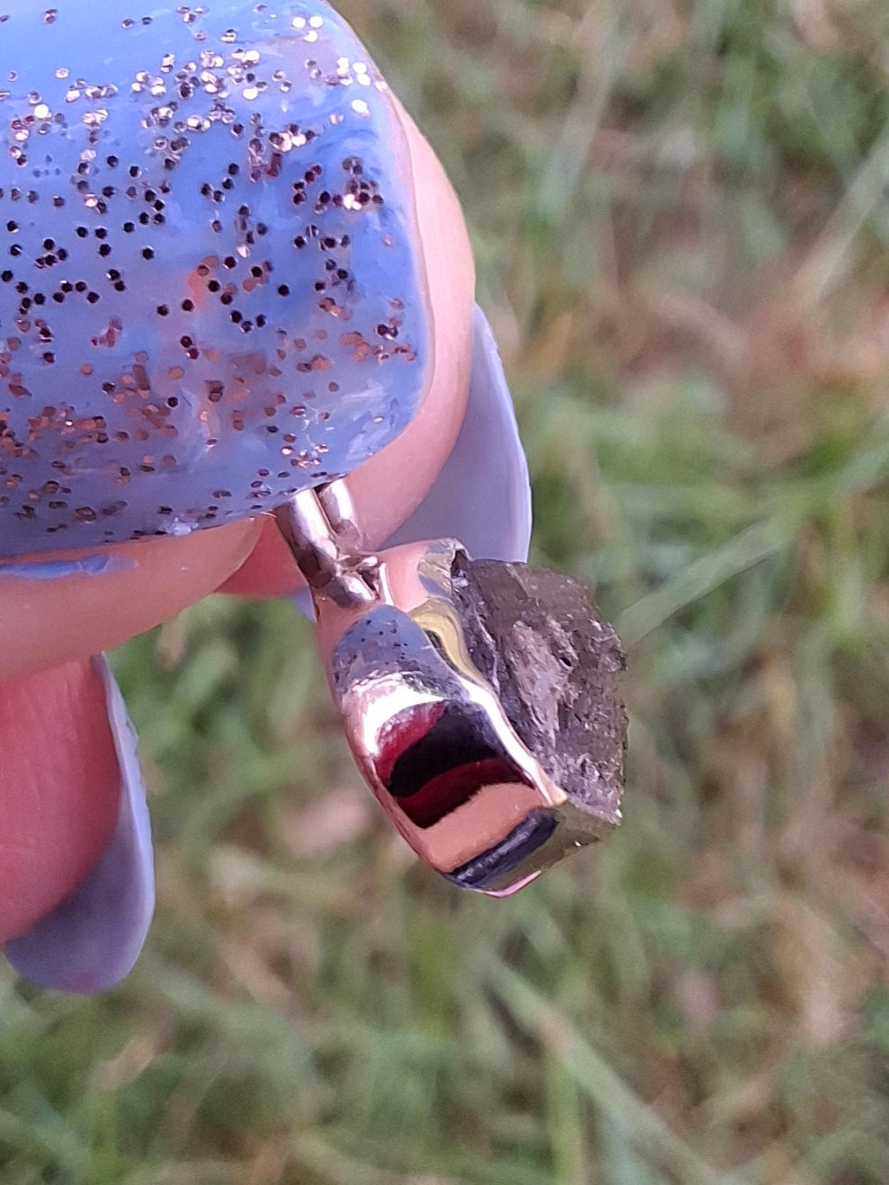 Moldavite Pendant, 925 Silver, Tektite (Ref: P57)