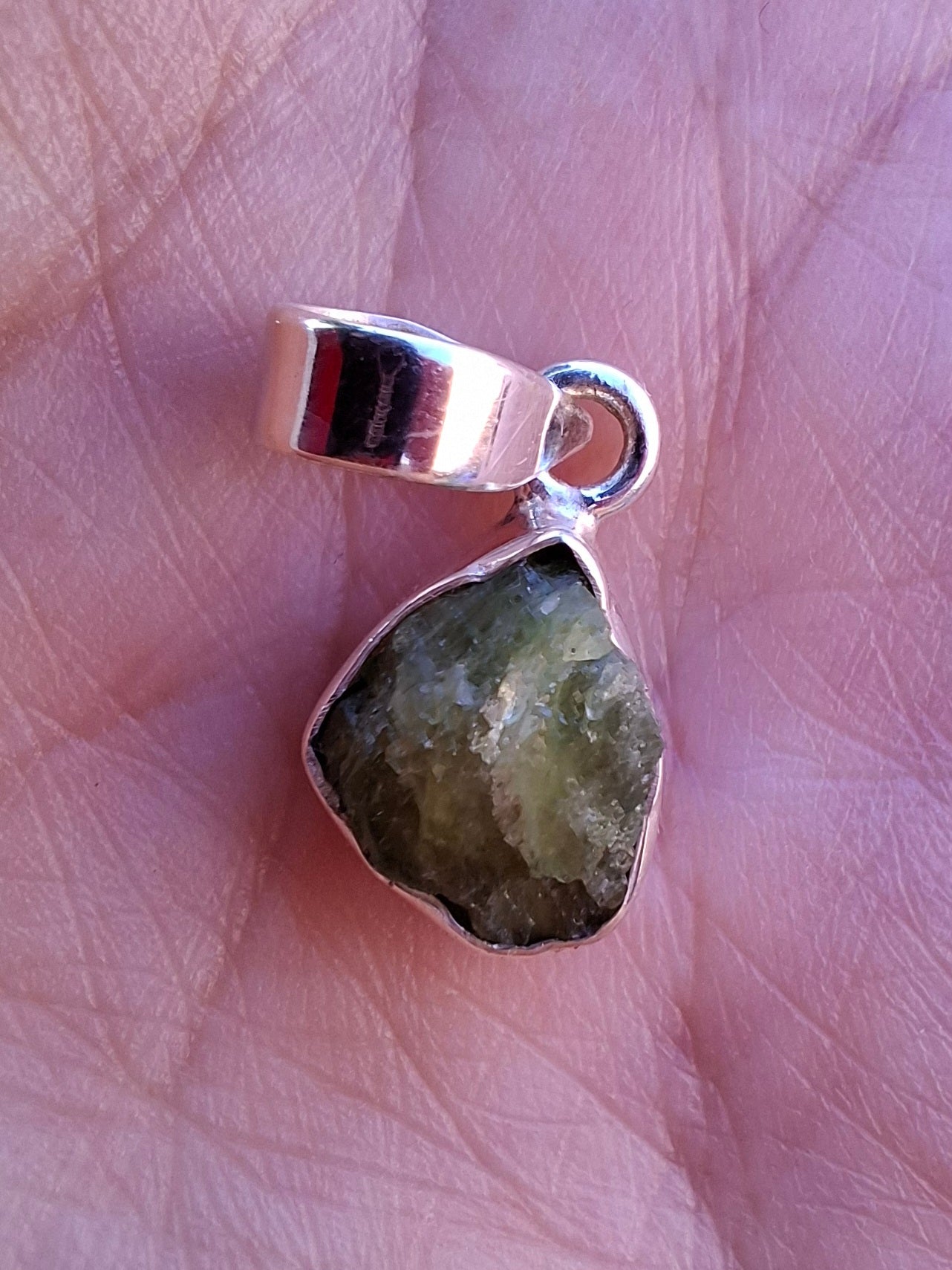 Green Tourmaline Pendant, 925 Silver, Crystal (Ref: GT6)