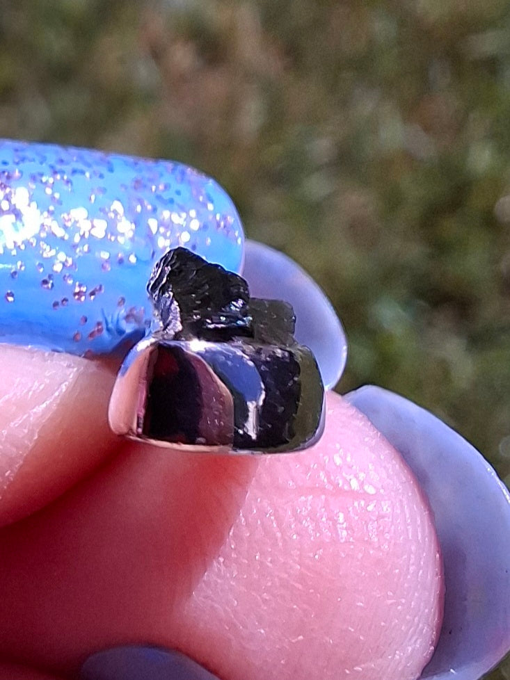Moldavite Pendant, 925 Silver, Tektite (Ref: P82)