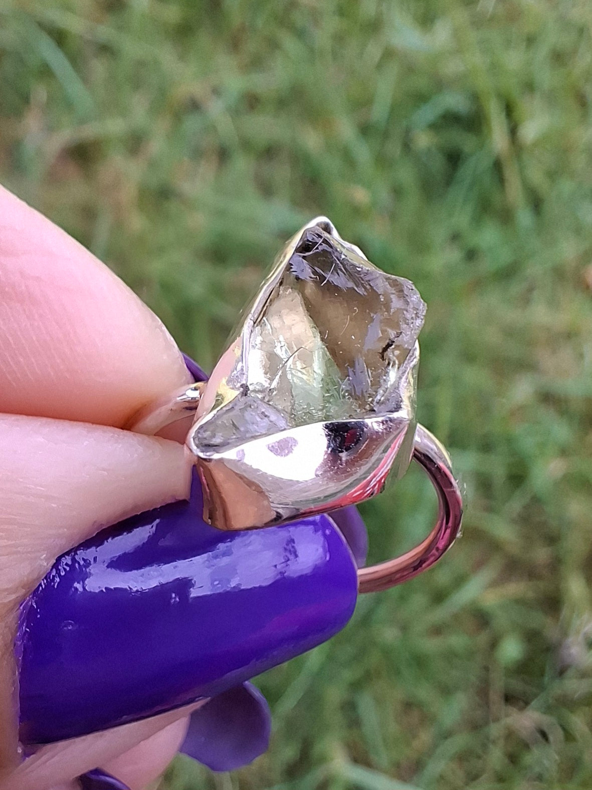 Libyan Desert Glass Ring, size large G, 925 Silver, Tektite (Ref: LR4)