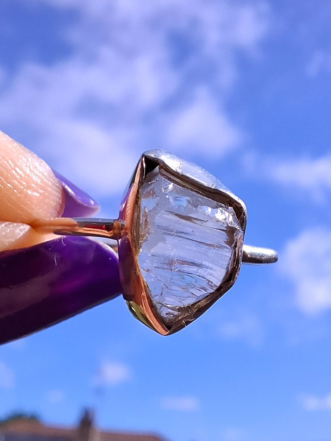 Libyan Desert Glass Ring, size large T/small U, 925 Silver, Tektite (Ref: LR51)