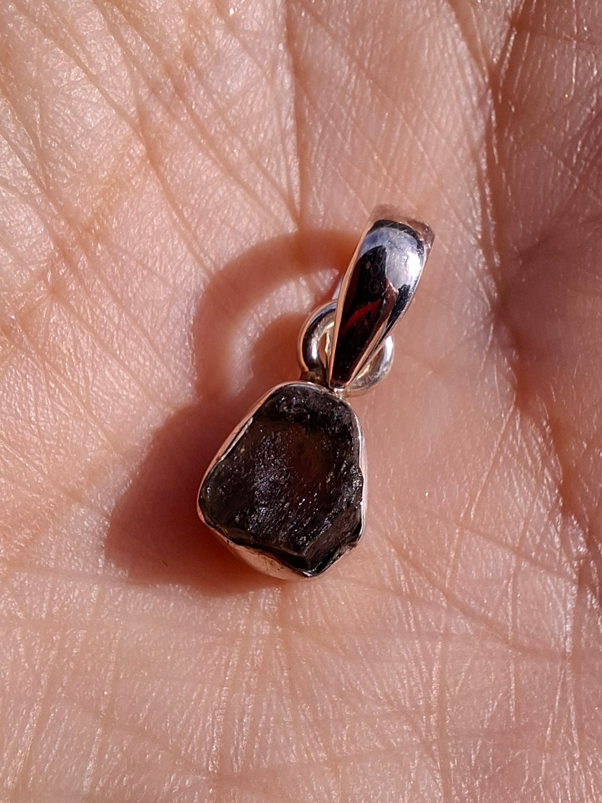 Moldavite Pendant, 925 Silver, Tektite (Ref: P56)
