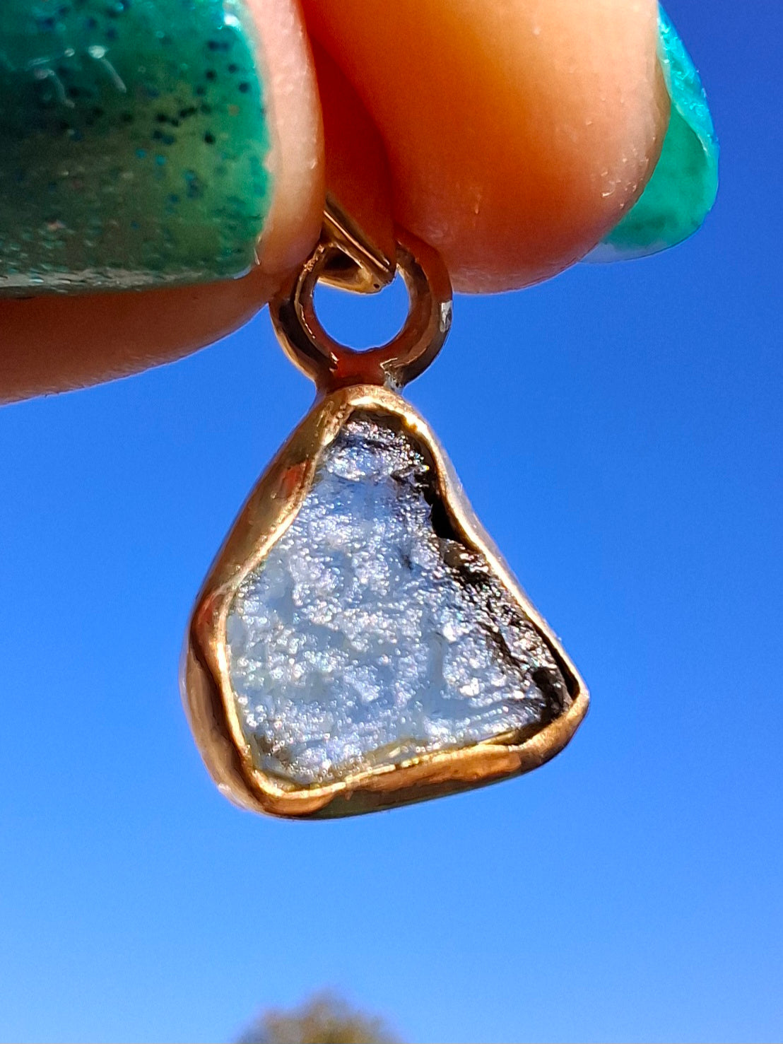 Moldavite Pendant, 14K GOLD Plated, Tektite (Ref: P452)