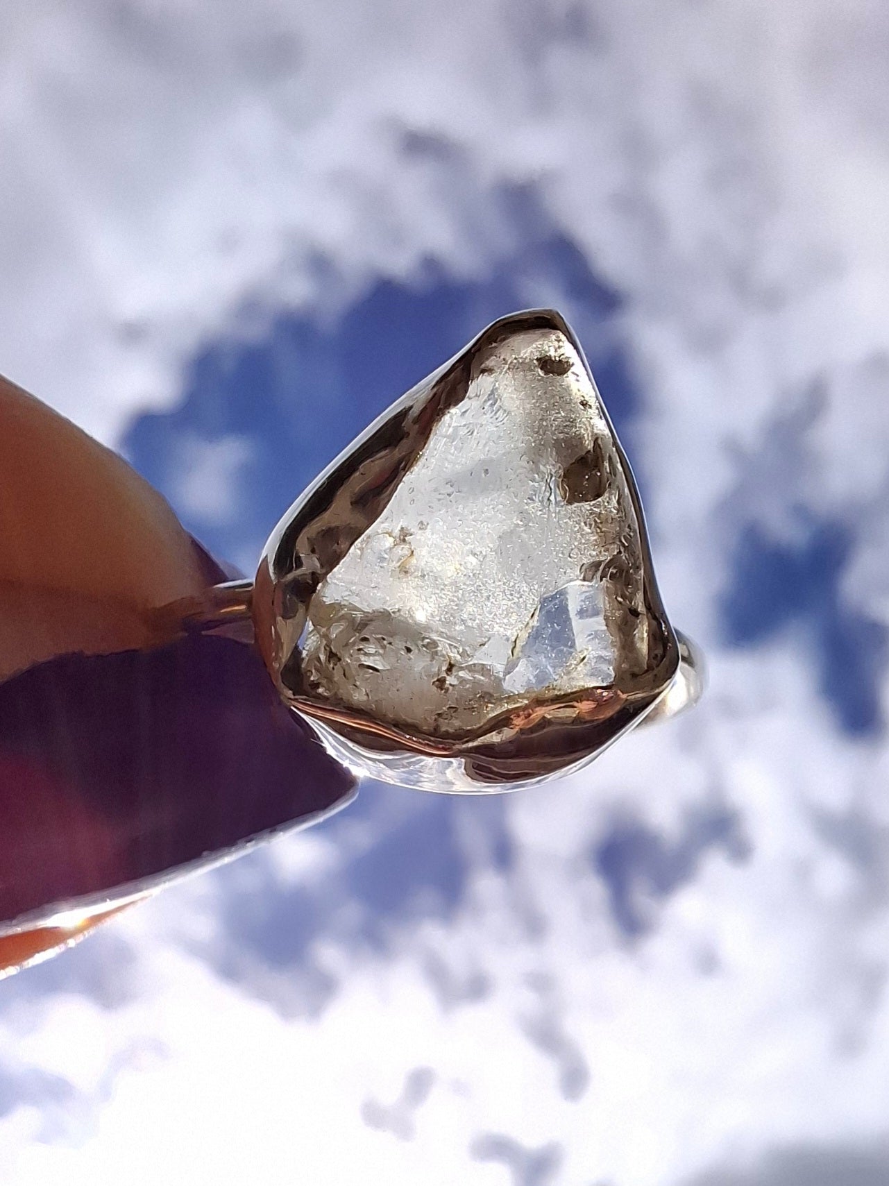 Libyan Desert Glass Ring, size U, 925 Silver, Tektite (Ref: LR52)