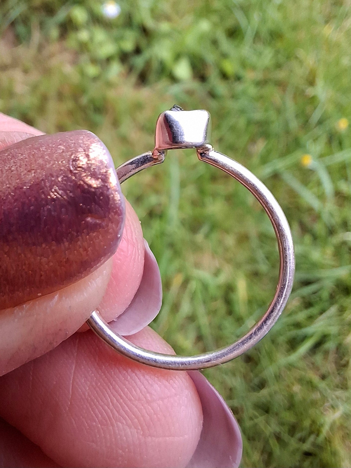 Moldavite Ring, size small L, 925 Silver, Tektite (Ref: R62)