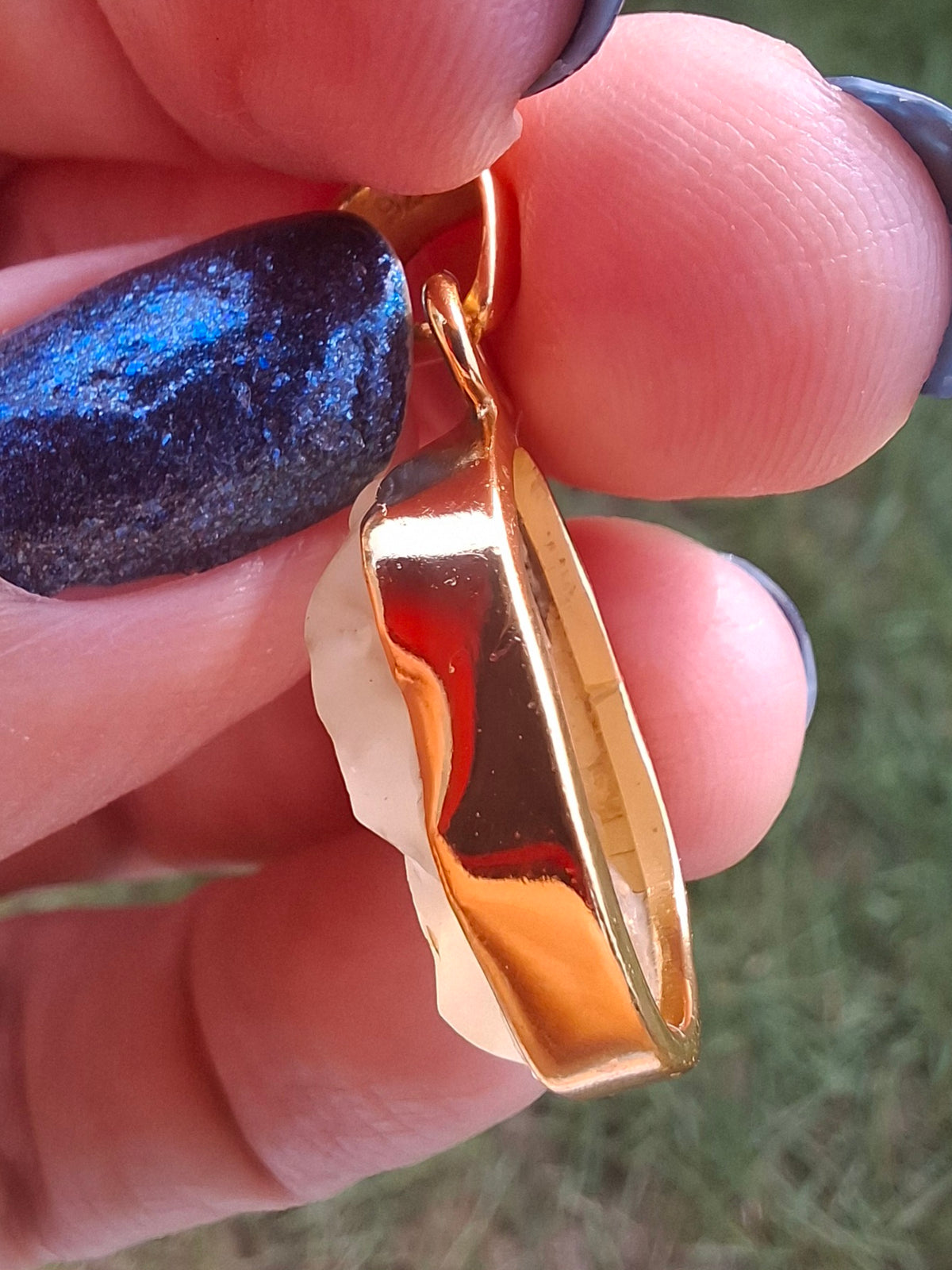 Libyan Desert Glass Pendant, 14K GOLD Plated, Tektite (Ref: LP124)