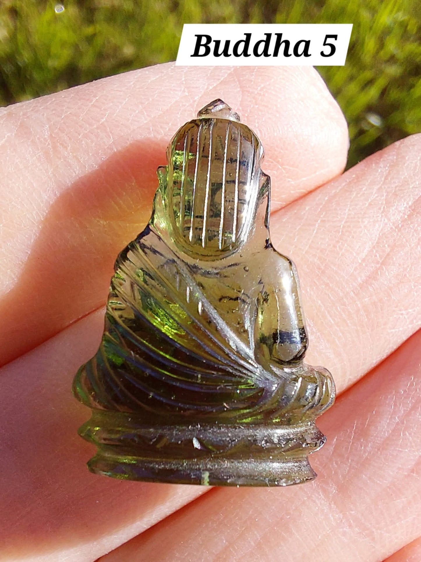 Moldavite BUDDHA Carving, 3.00g, Tektite (Ref: Buddha5)