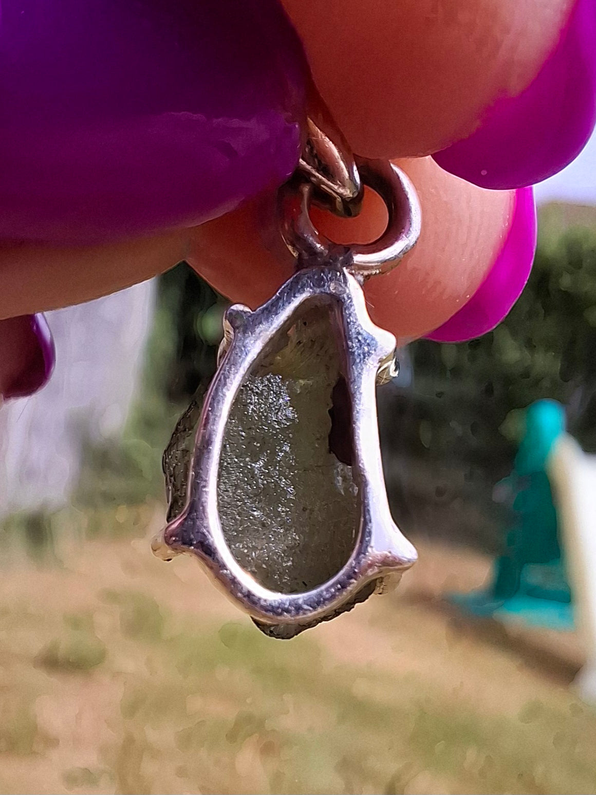 Moldavite Claw Pendant, 925 Silver, Tektite (Ref: P19)