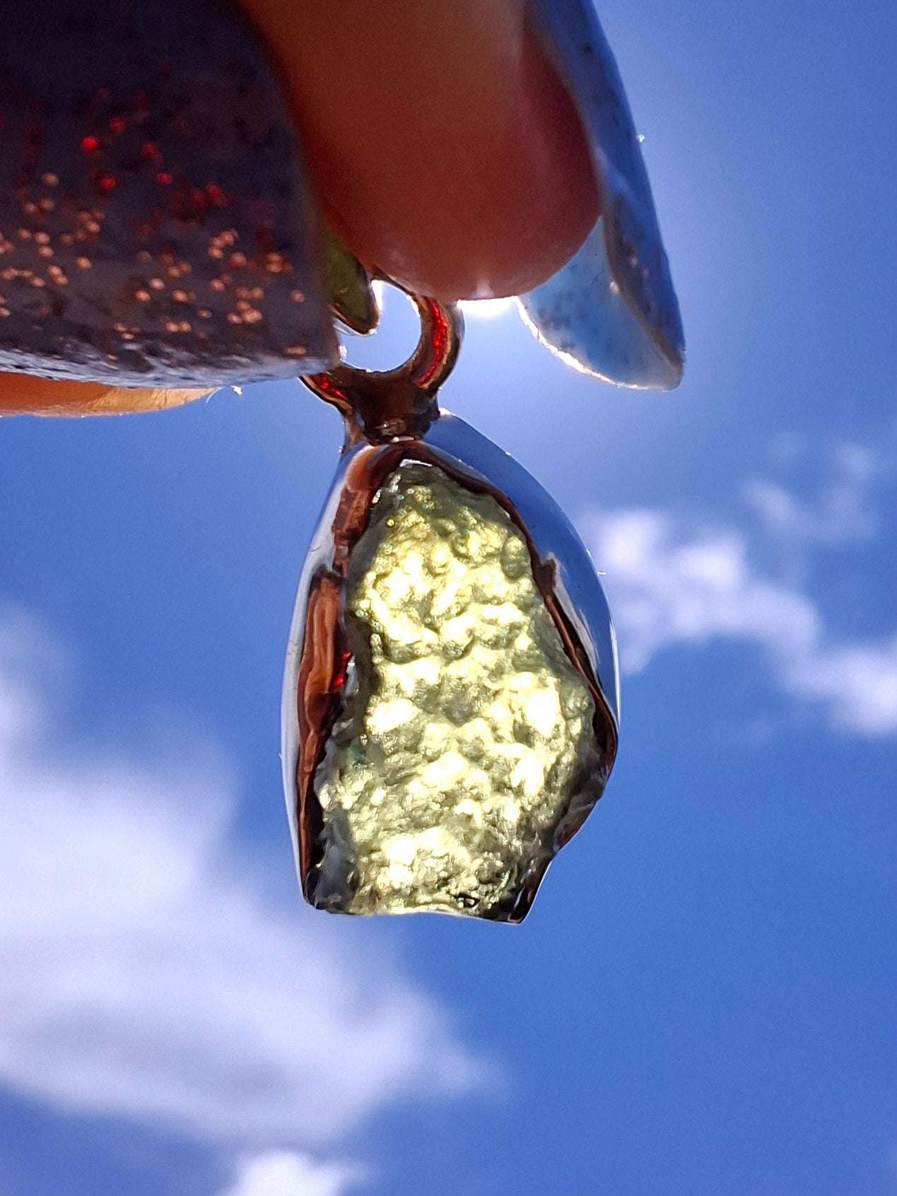 Moldavite Pendant, 925 Silver, Tektite (Ref: P71)