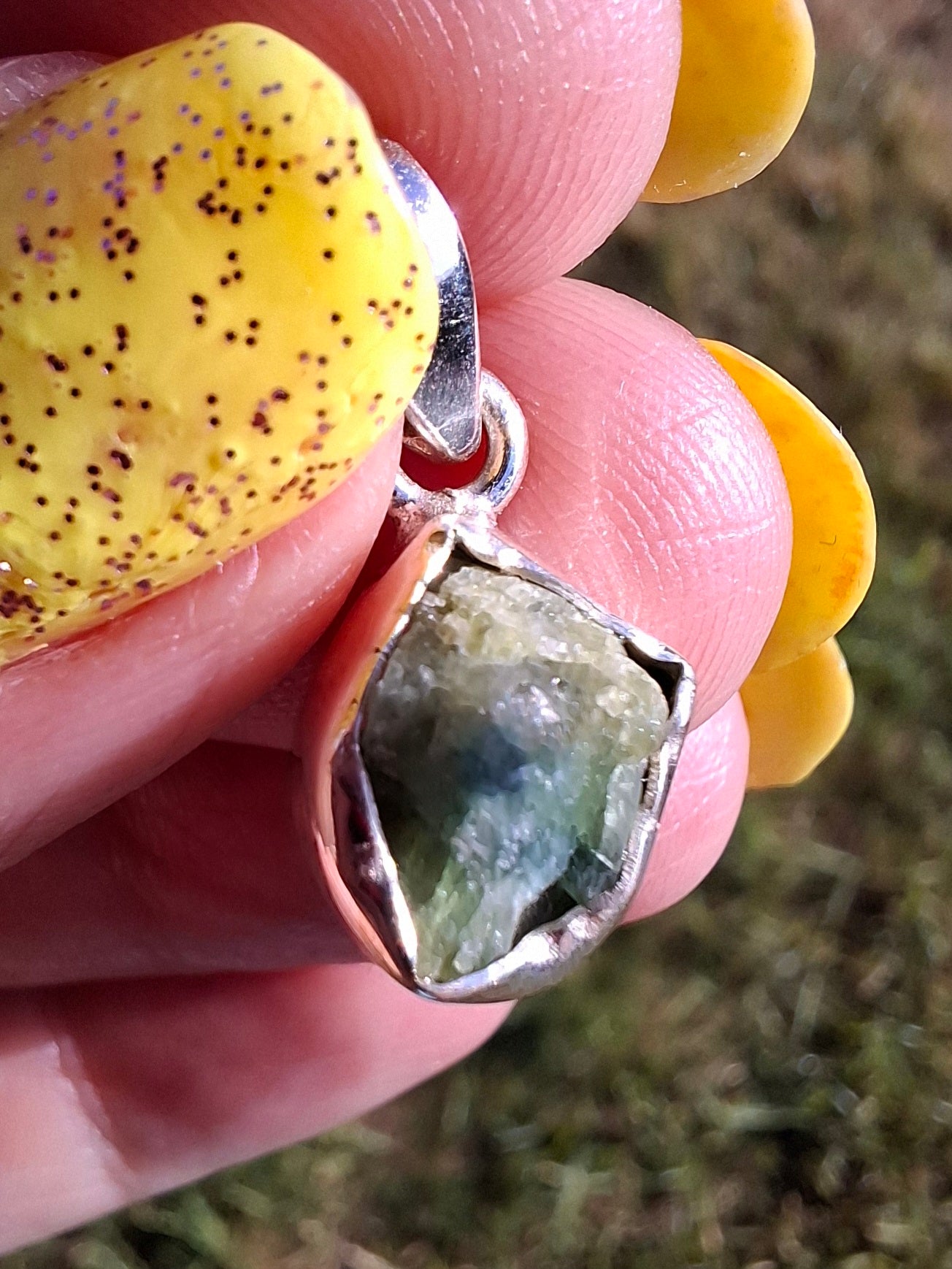 Green Tourmaline Pendant, 925 Silver, Crystal (Ref: GT1)