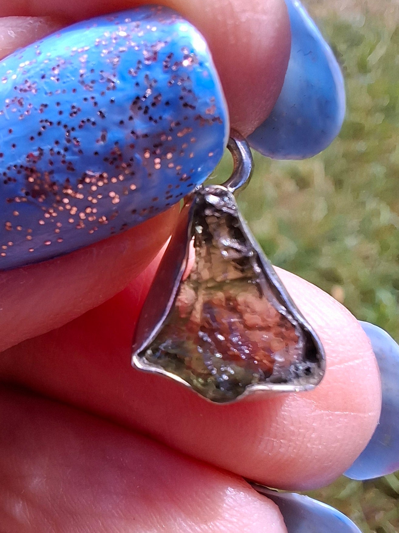 Moldavite Pendant, 925 Silver, Tektite (Ref: P74)