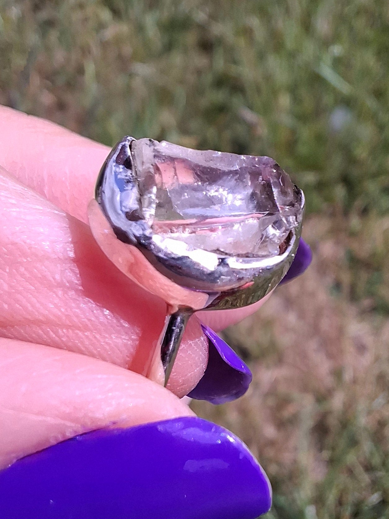 Libyan Desert Glass Ring, size large M, 925 Silver, Tektite (Ref: LR20)