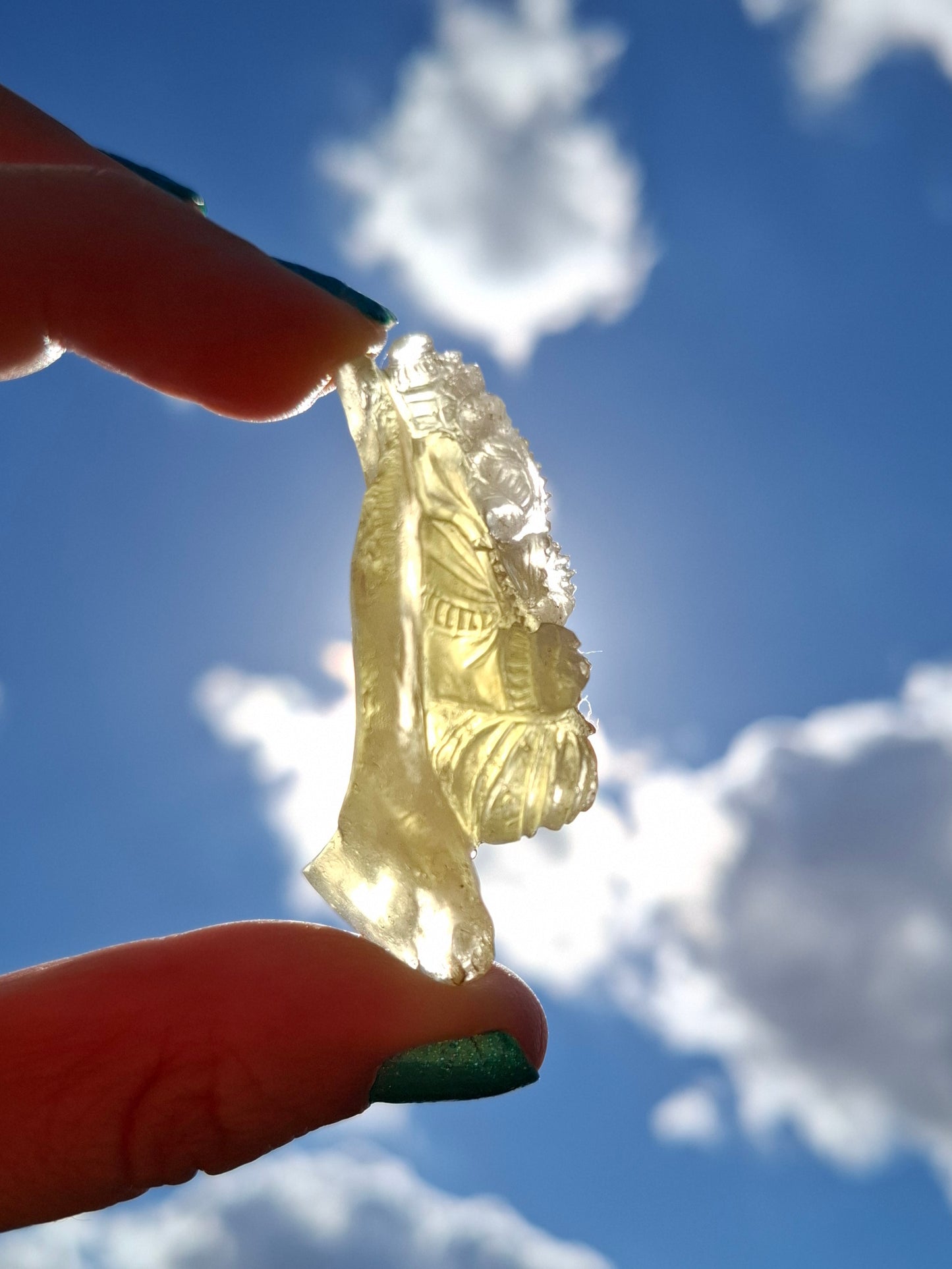 Libyan Desert Glass carving, GANESHA, 26.47g, Tektite (Ref: Ganesha1)